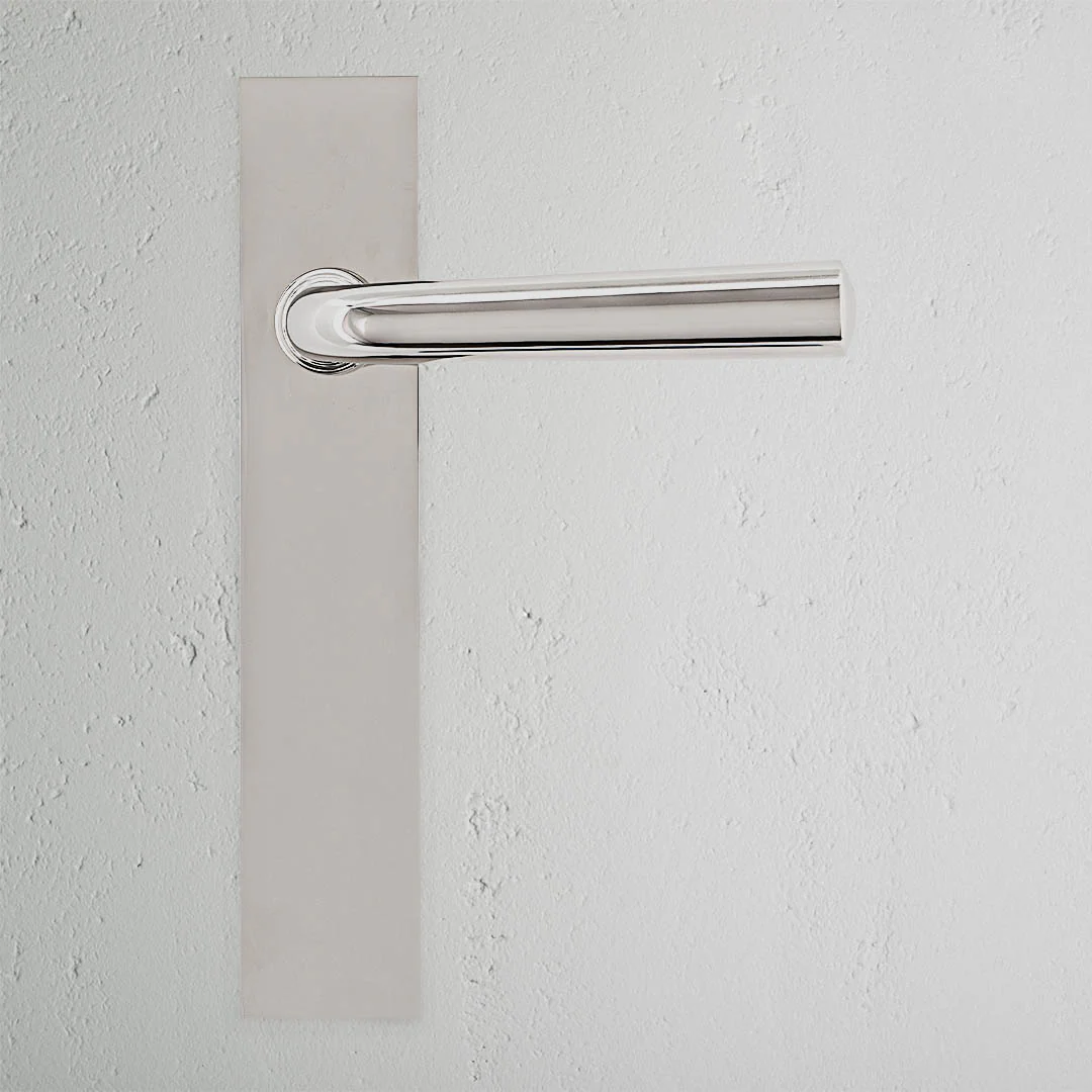 Apsley Long Plate Fixed Door Handle - Polished Nickel - Image 2