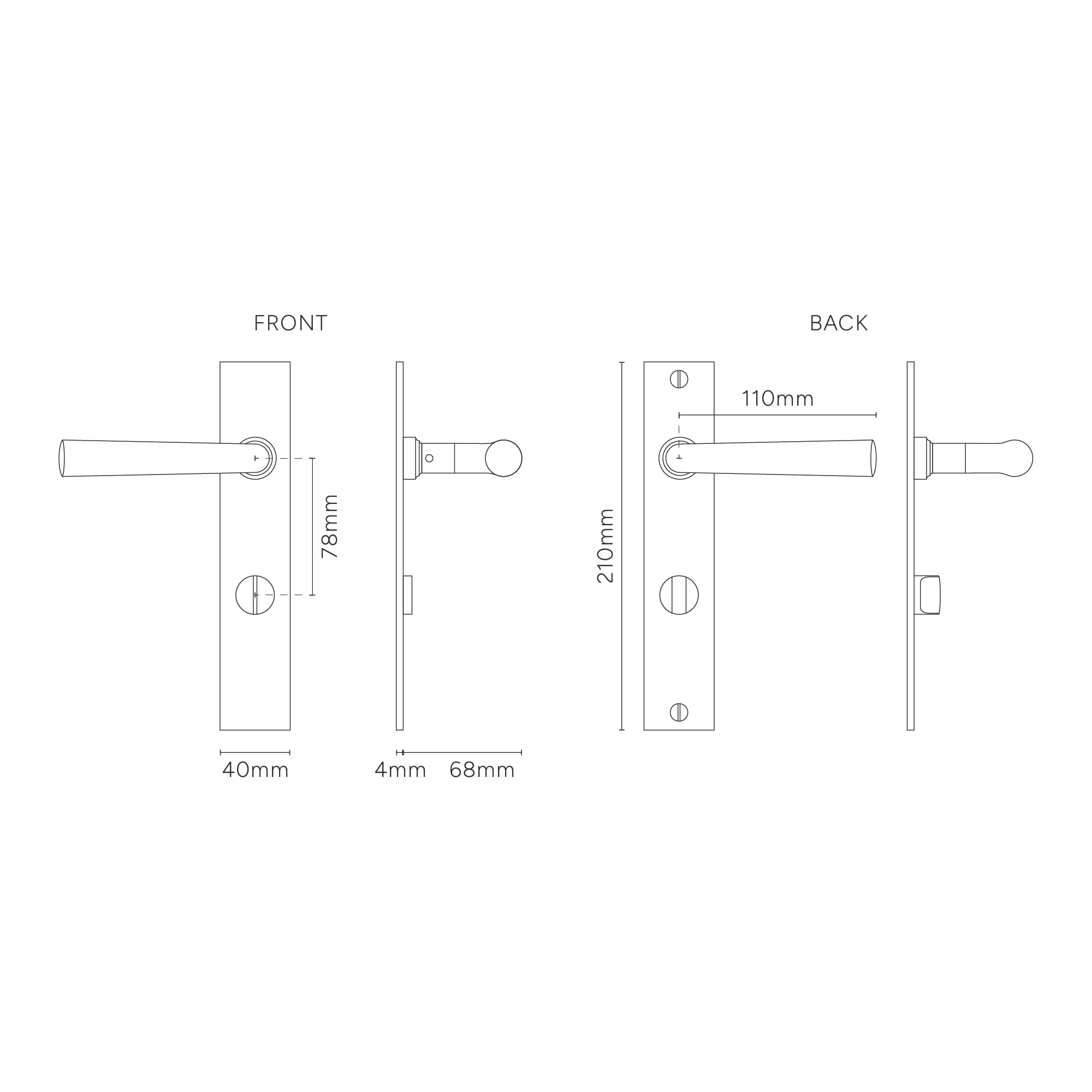 Apsley Long Plate Sprung Door Handle & Thumbturn – Bronze  
