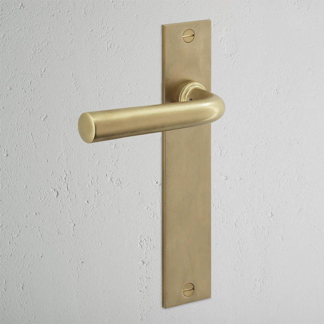 Apsley Long Plate Sprung Door Handle - Antique Brass - Image 2