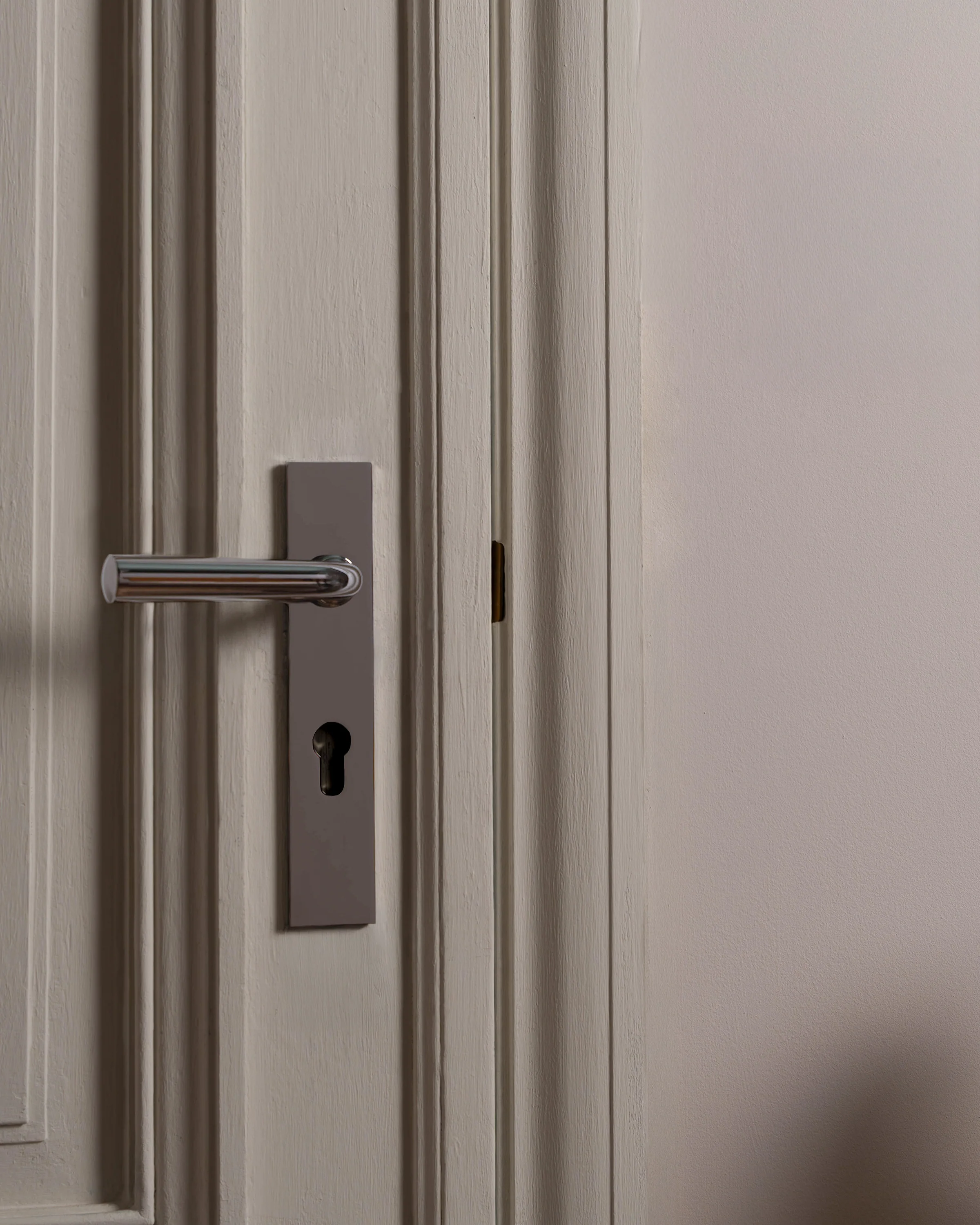 Apsley Long Plate Sprung Door Handle & Euro Lock - Polished Nickel - Image 3