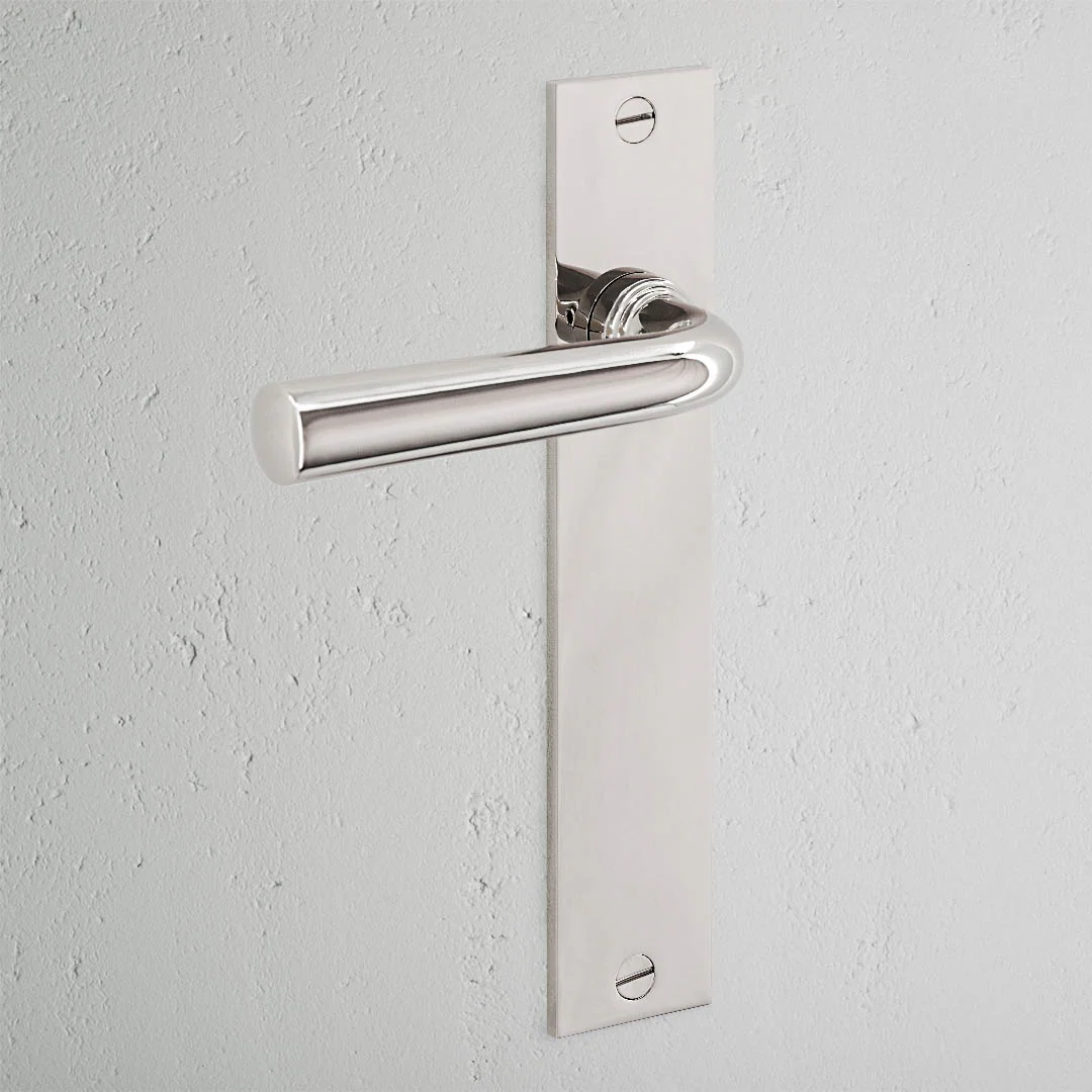 Apsley Long Plate Sprung Door Handle - Polished Nickel - Image 2