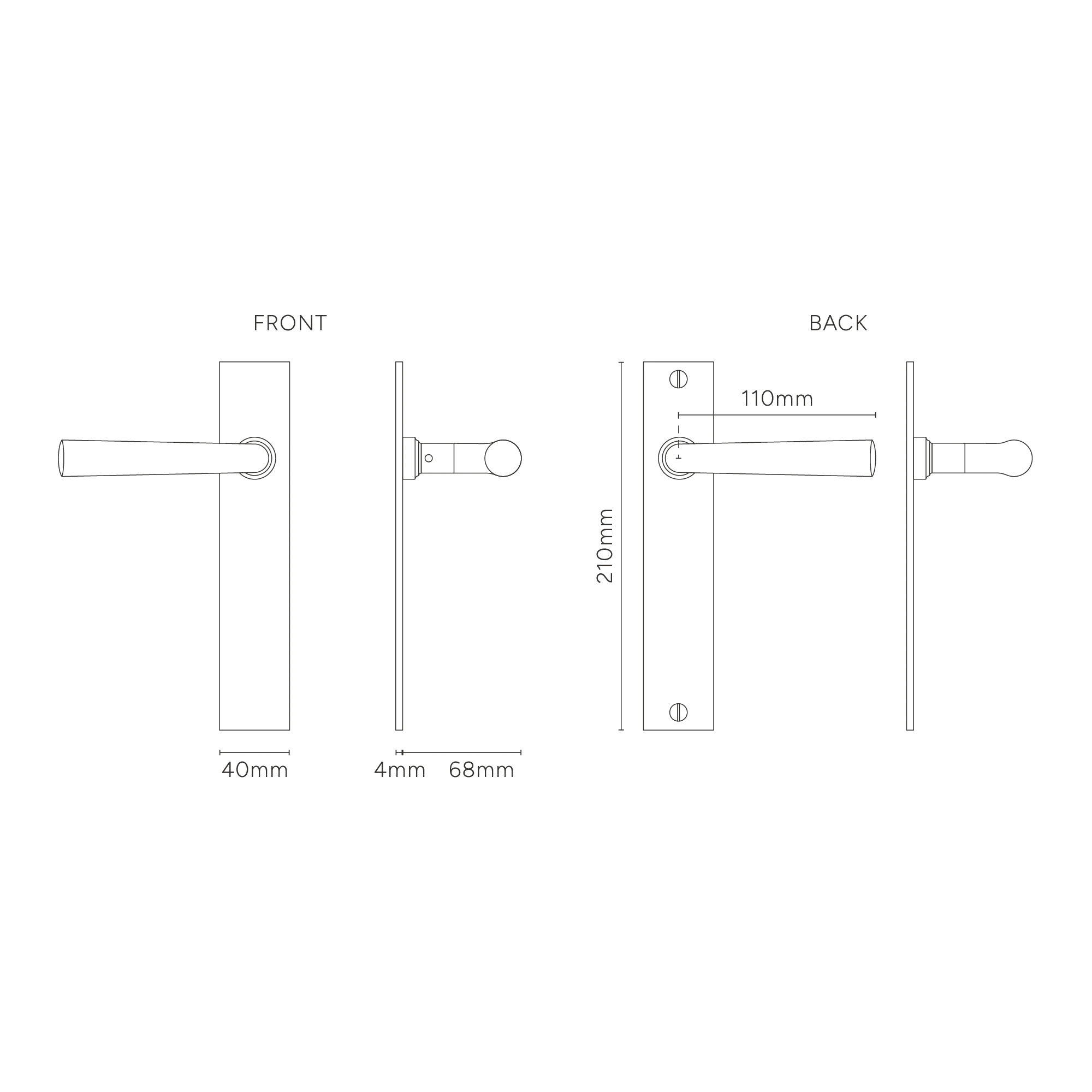 Apsley Long Plate Sprung Door Handle - Polished Nickel - Image 3