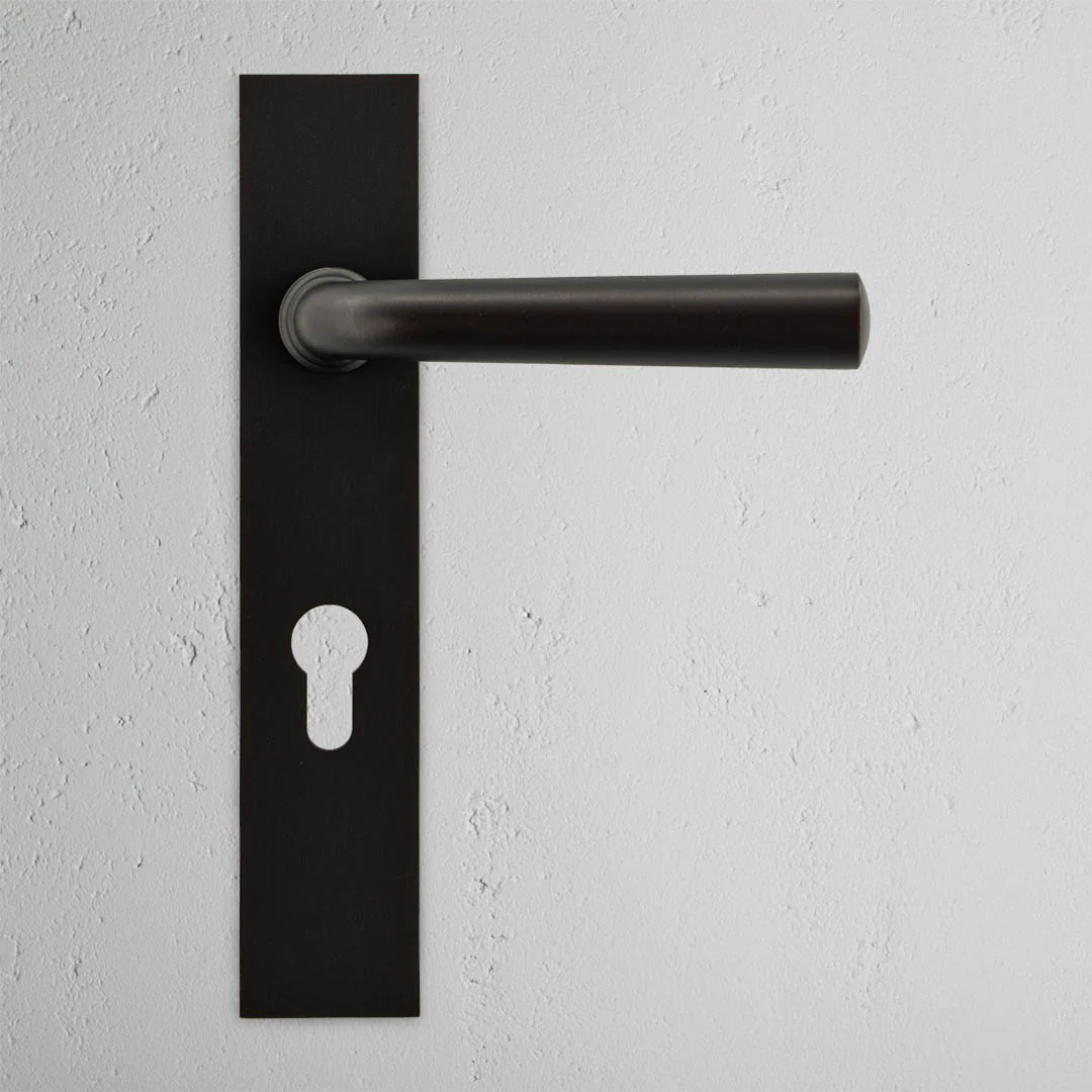 Apsley Long Plate Unsprung Door Handle & Euro Lock – Bronze - Image 2