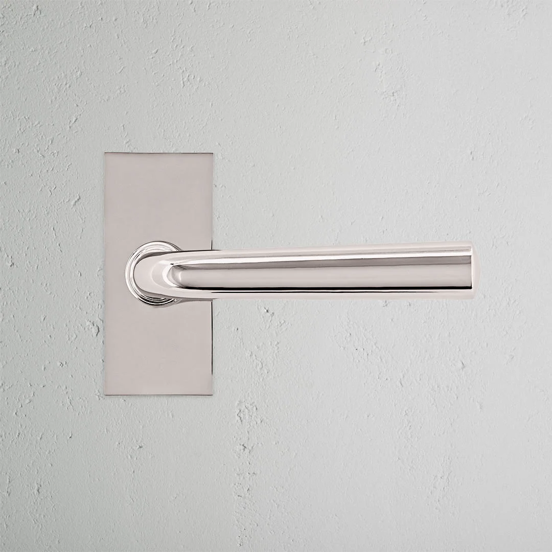Apsley Short Plate Fixed Door Handle - Polished Nickel - Image 2