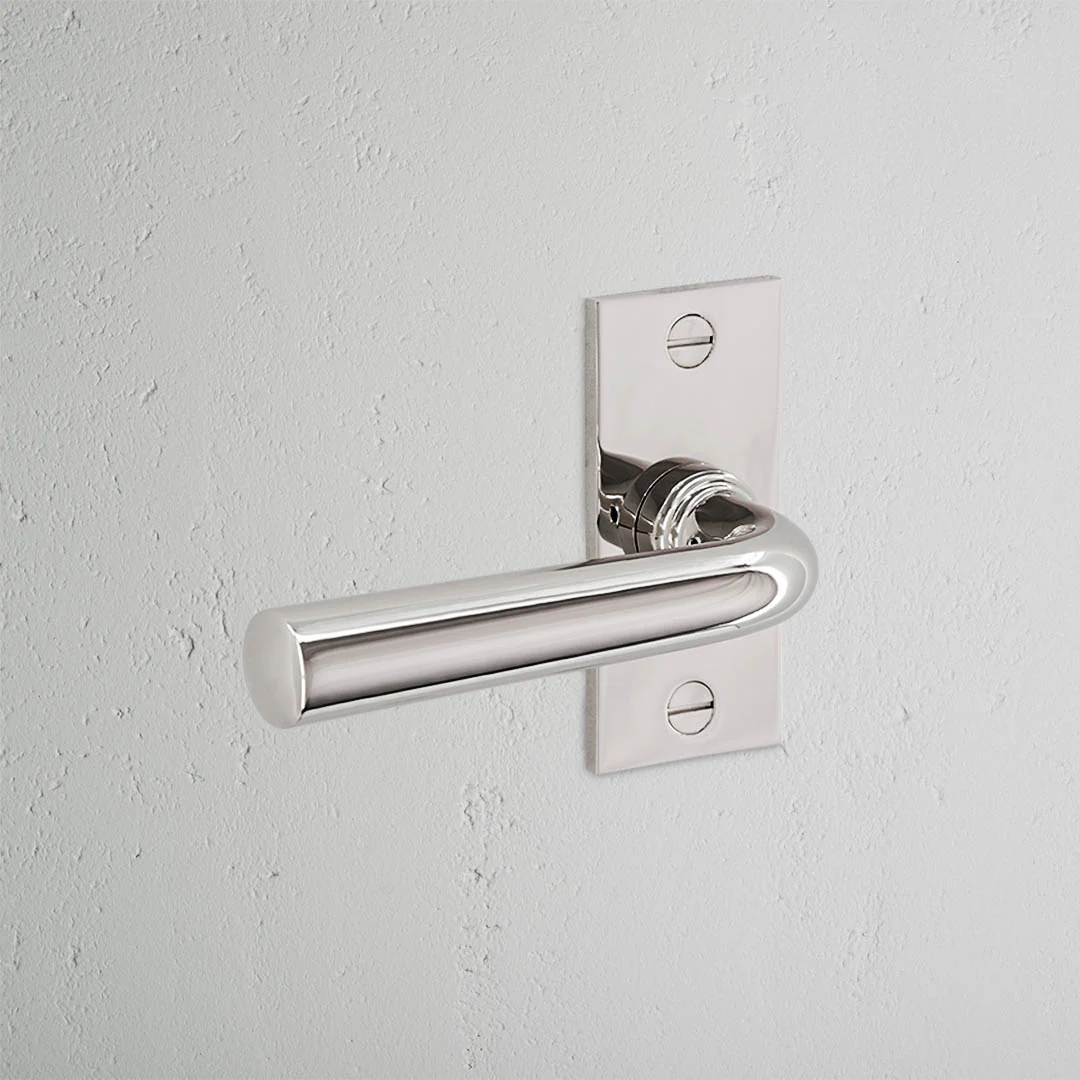 Apsley Short Plate Sprung Door Handle – Polished Nickel - Image 2