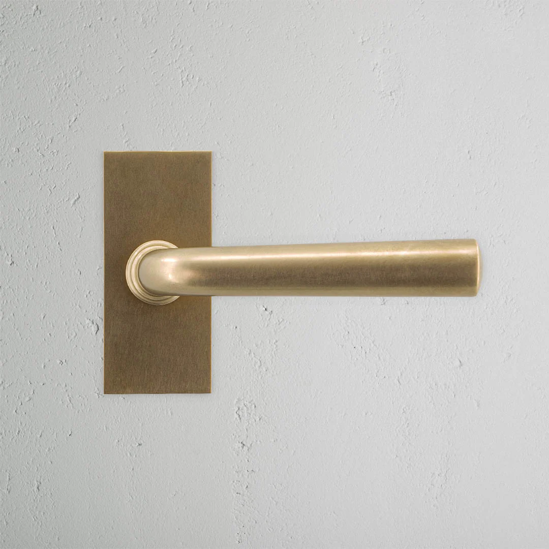 Apsley Short Plate Unsprung Door Handle - Antique Brass - Image 2