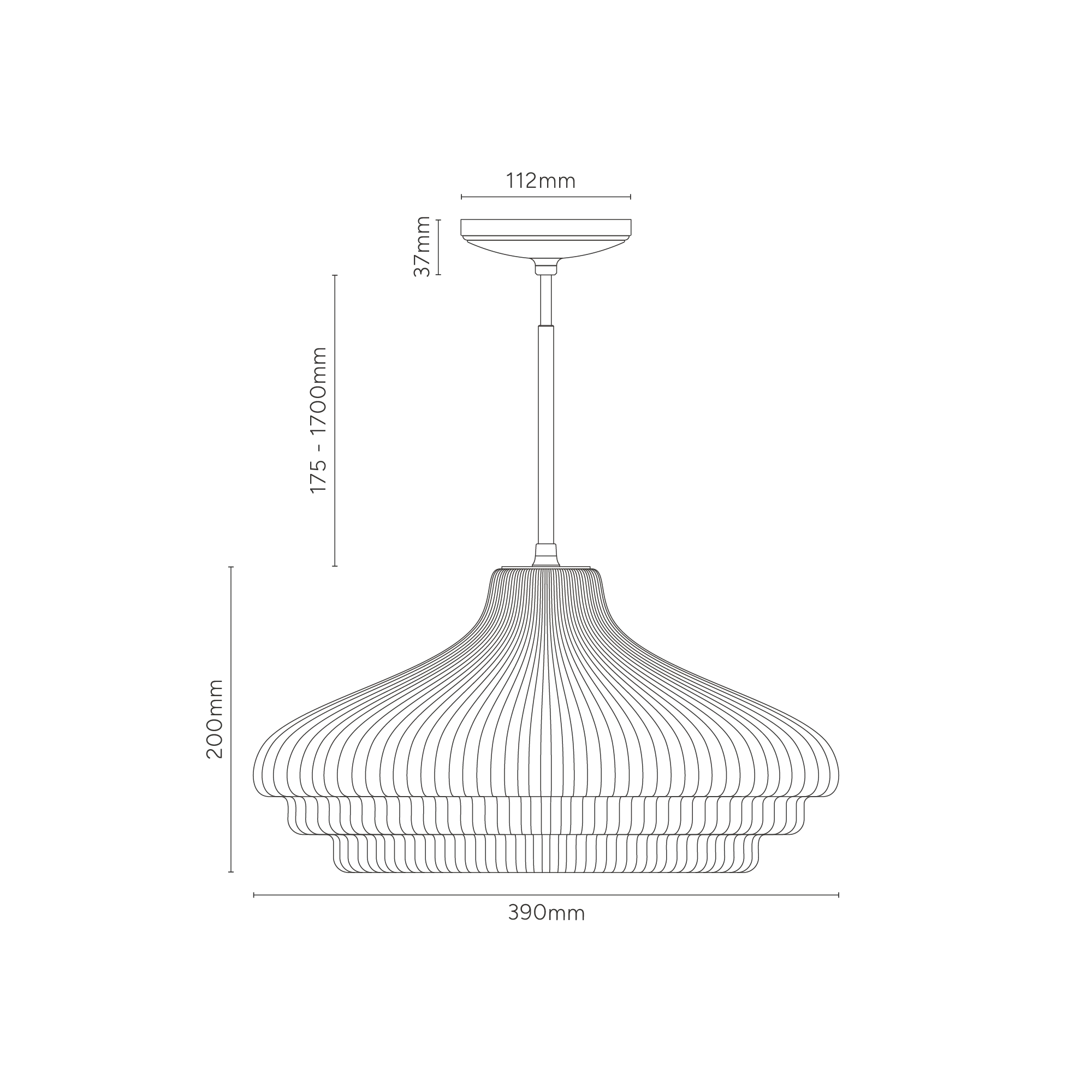 Brookfield Large Pendant Light Fluted Glass - Polished Nickel - Image 4