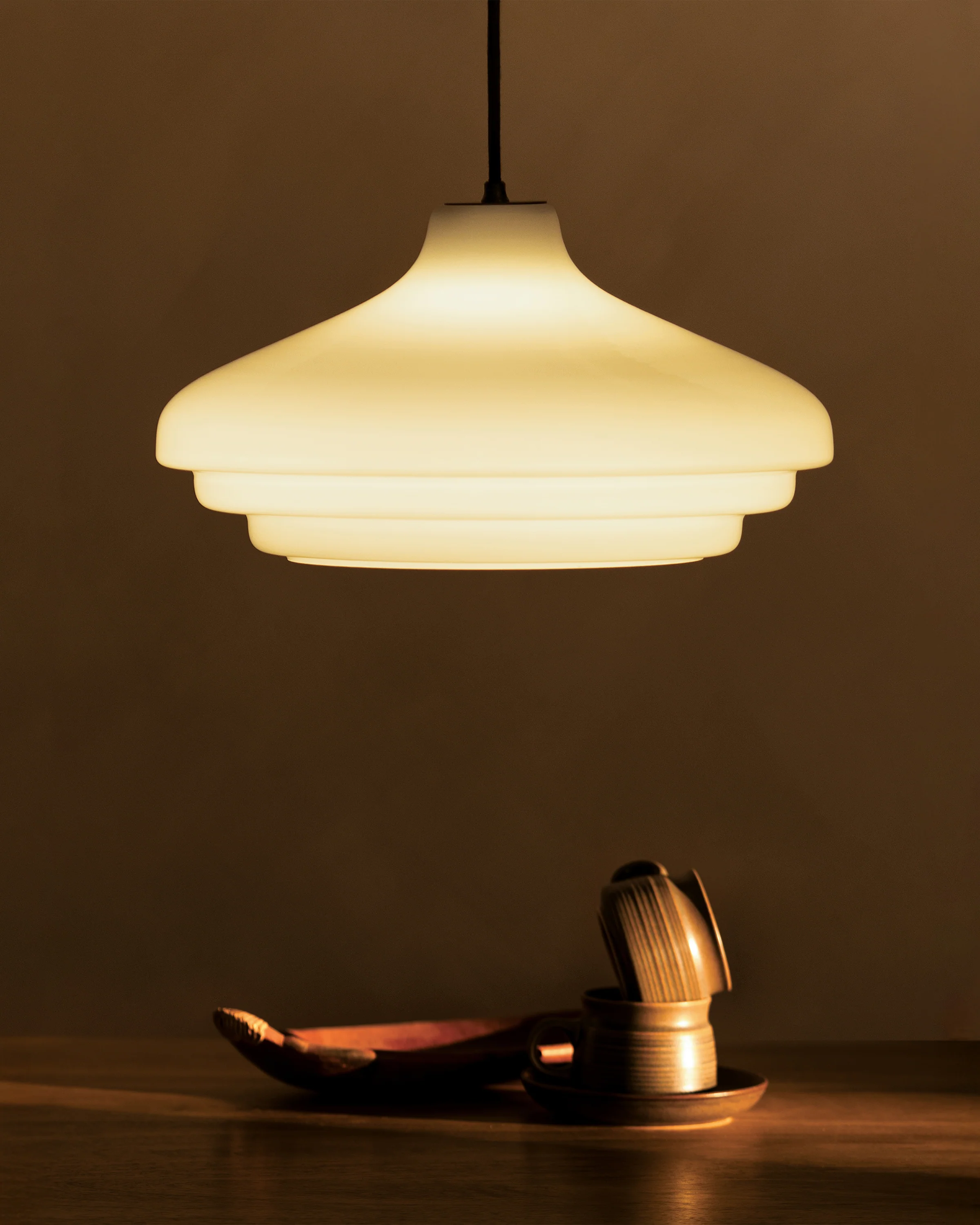 Brookfield Large Pendant Light Opal Glass - Bronze  - Image 4