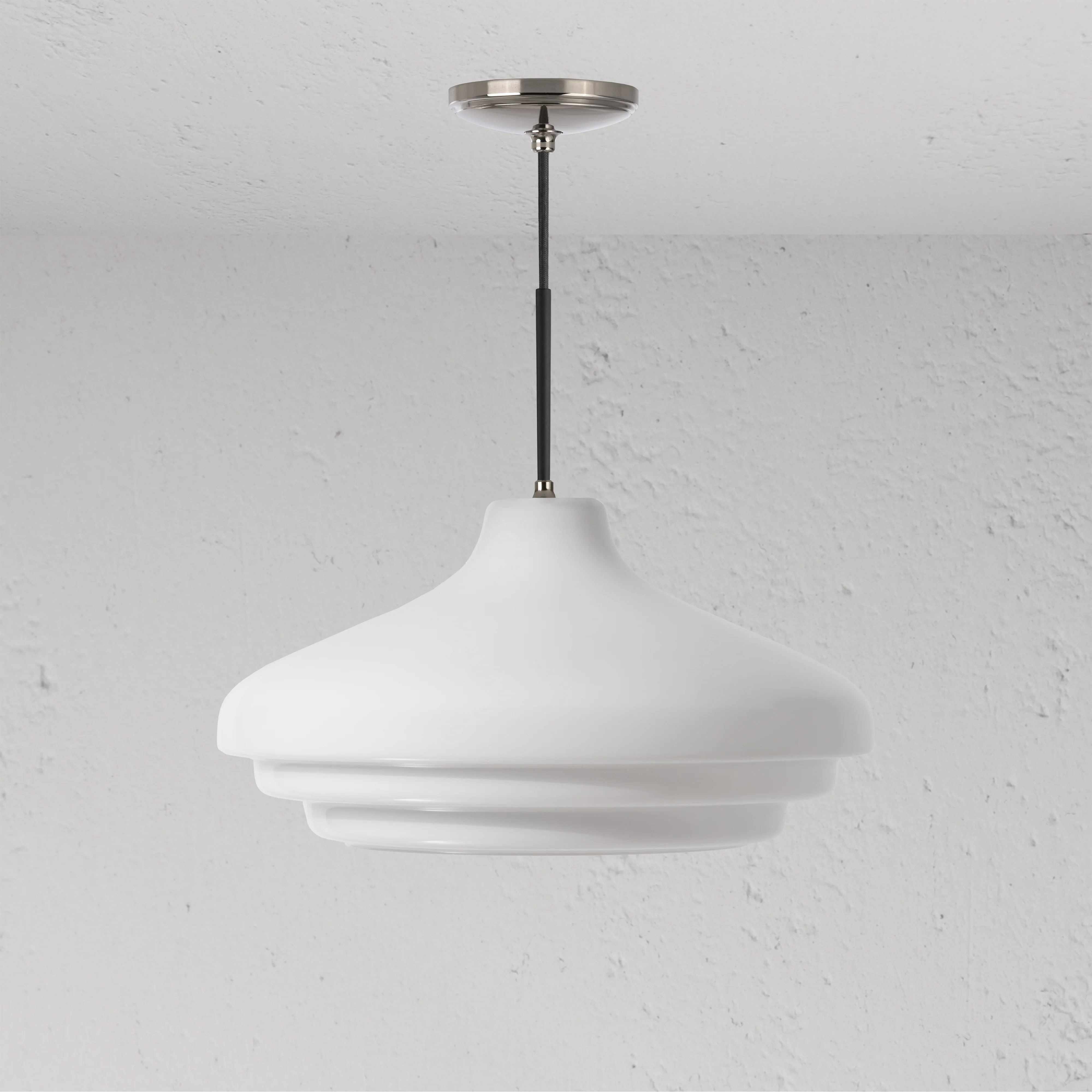 Brookfield Large Pendant Light Opal Glass - Polished Nickel