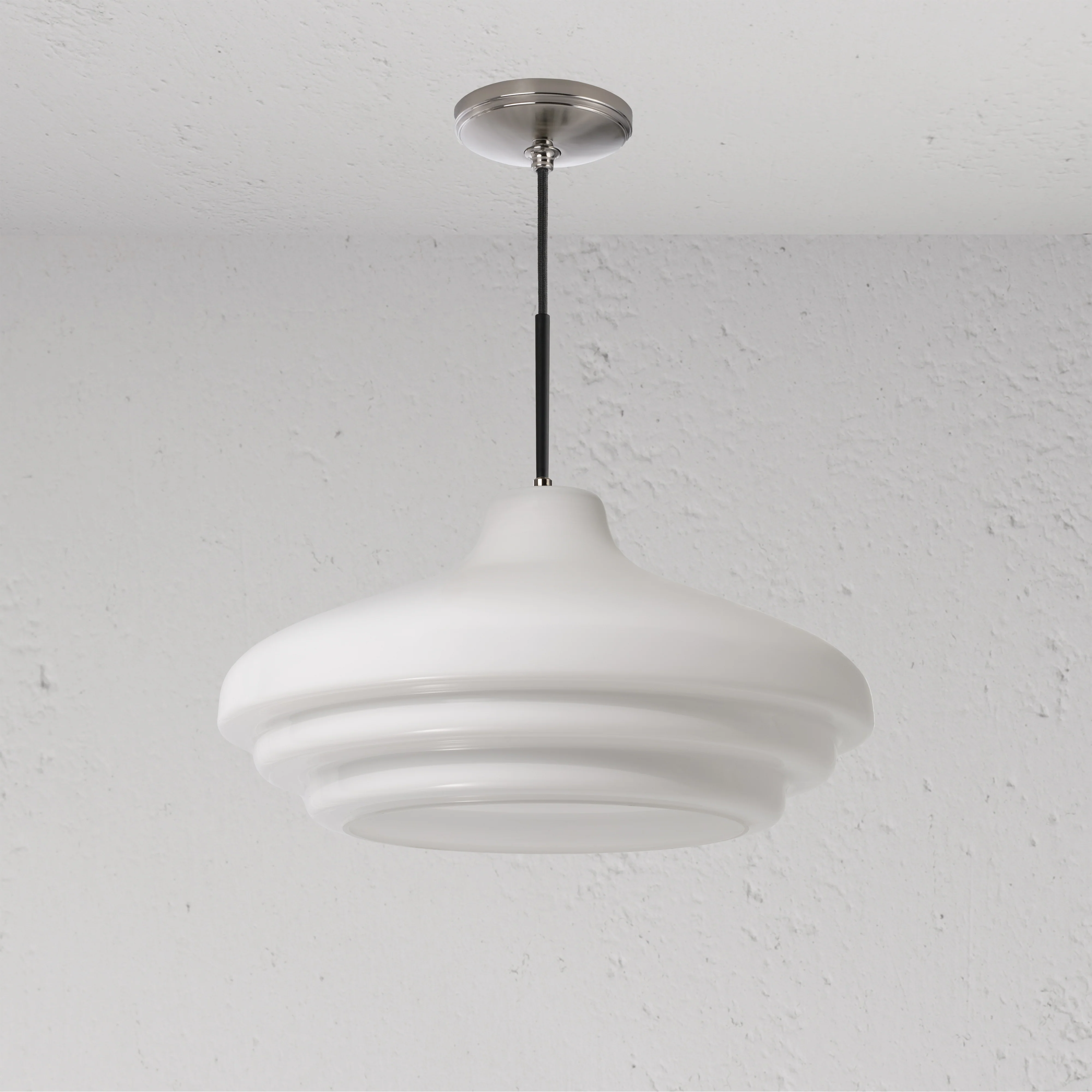 Brookfield Large Pendant Light Opal Glass - Polished Nickel - Image 2