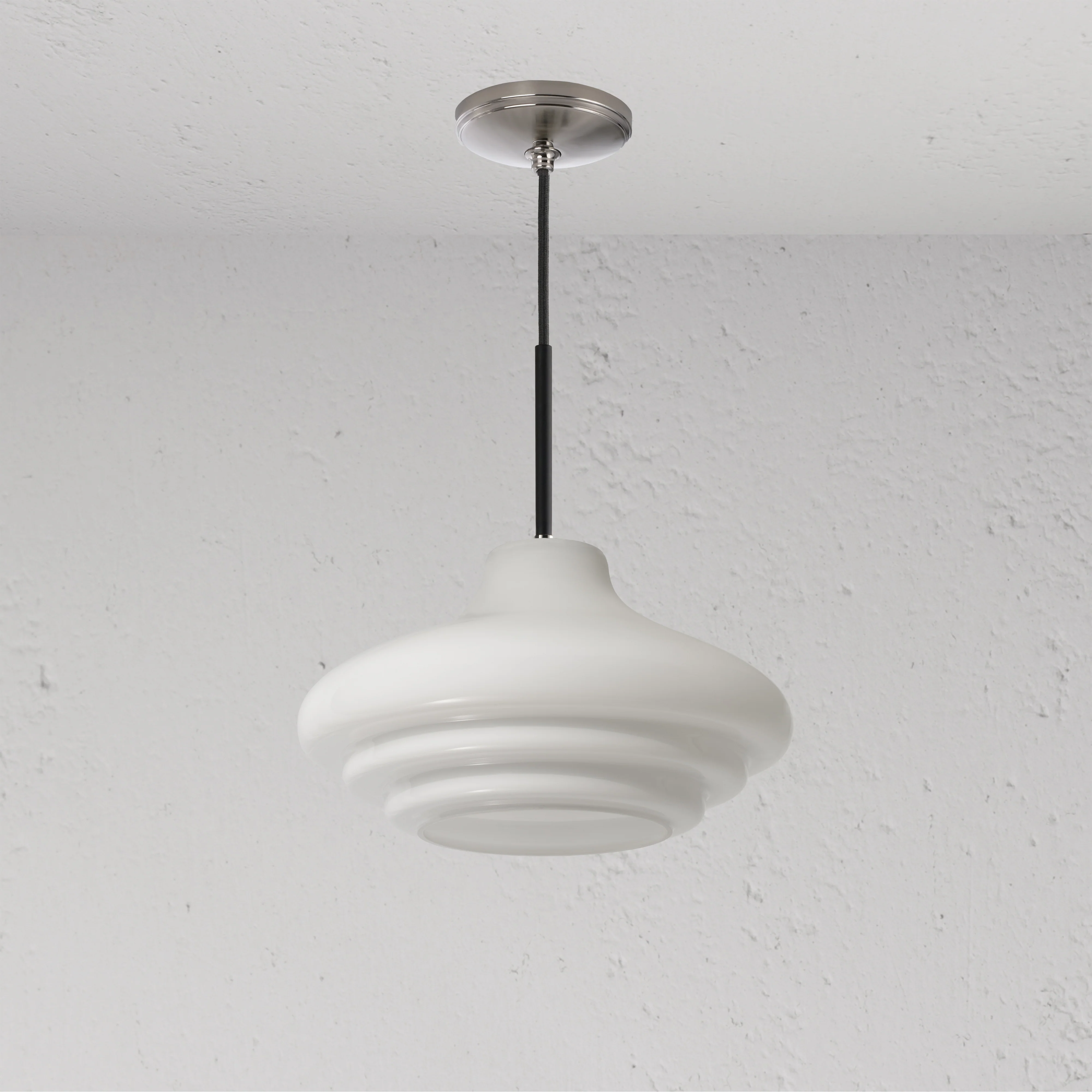 Brookfield Medium Pendant Light Opal Glass - Polished Nickel - Image 2