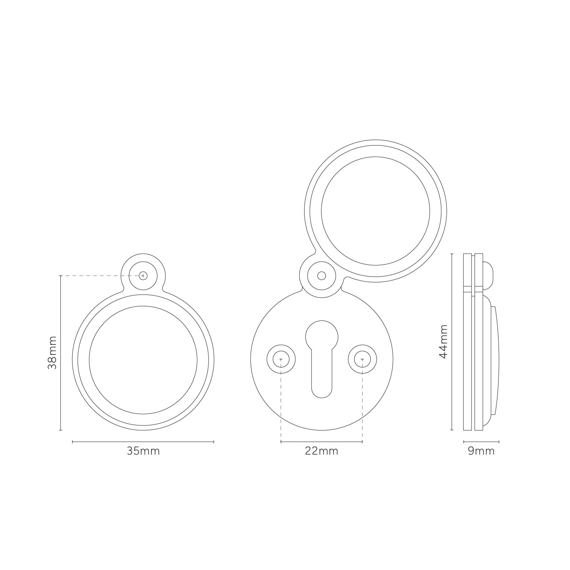 Canning Covered Key Escutcheon - Antique Brass - Image 4