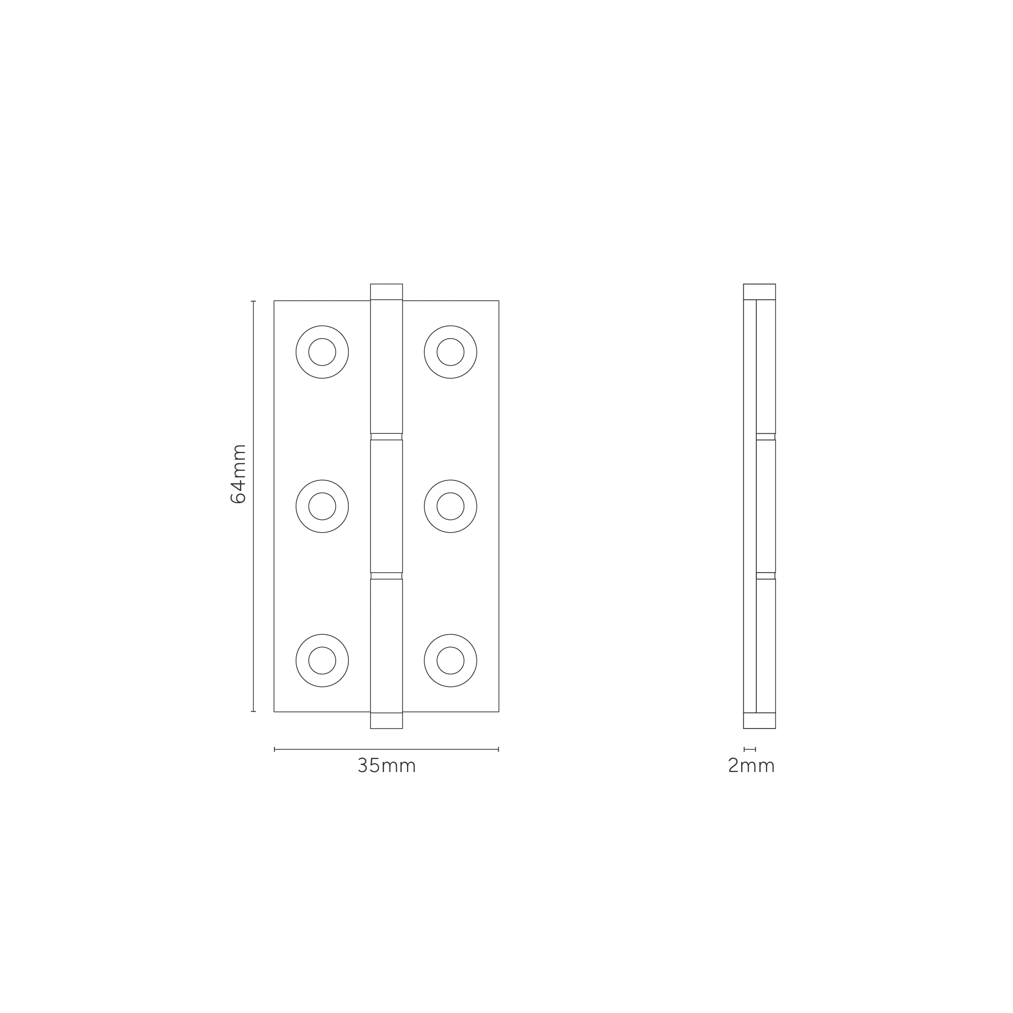 Cedar Cabinet Hinge Pair - Antique Brass - Image 2