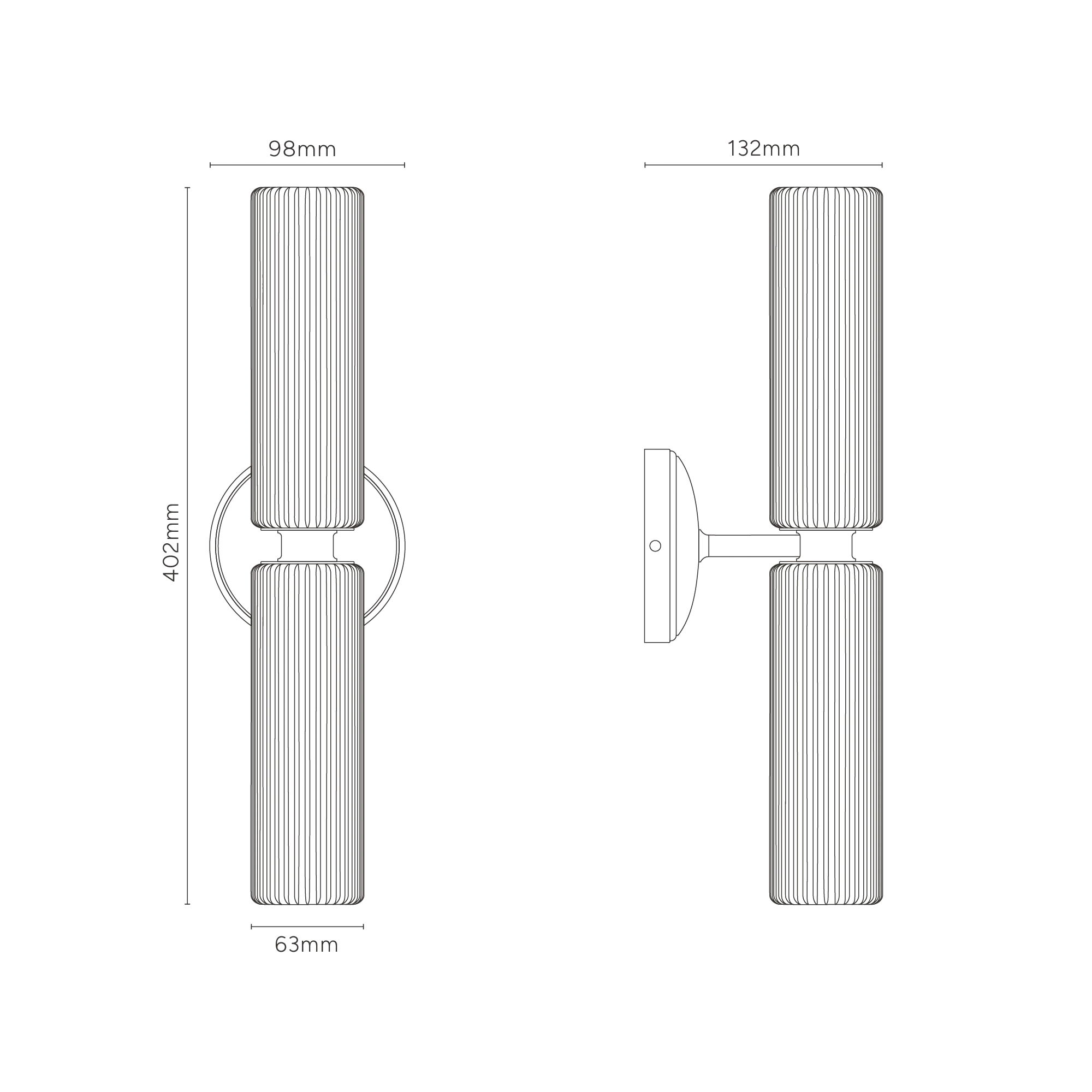 Claremont Medium Wall Light Fluted Glass - Bronze - Image 5