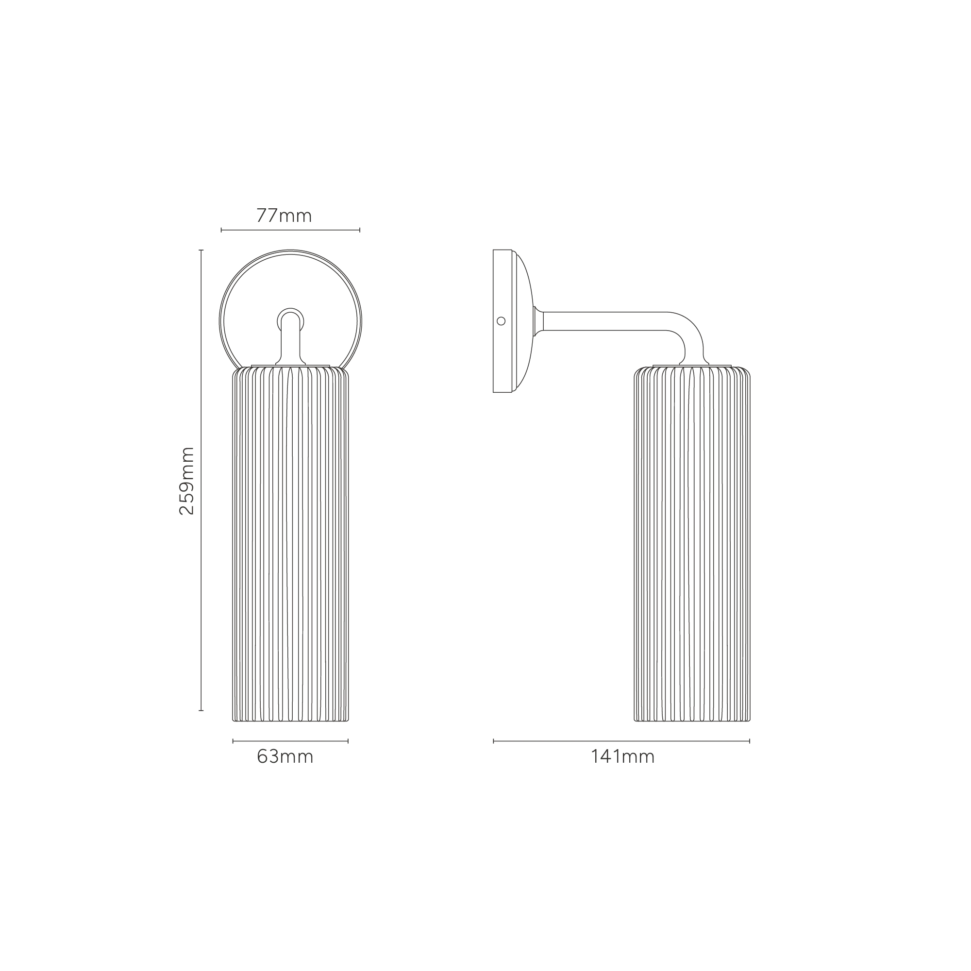 Claremont Small Wall Light Fluted Glass - Bronze - Image 5