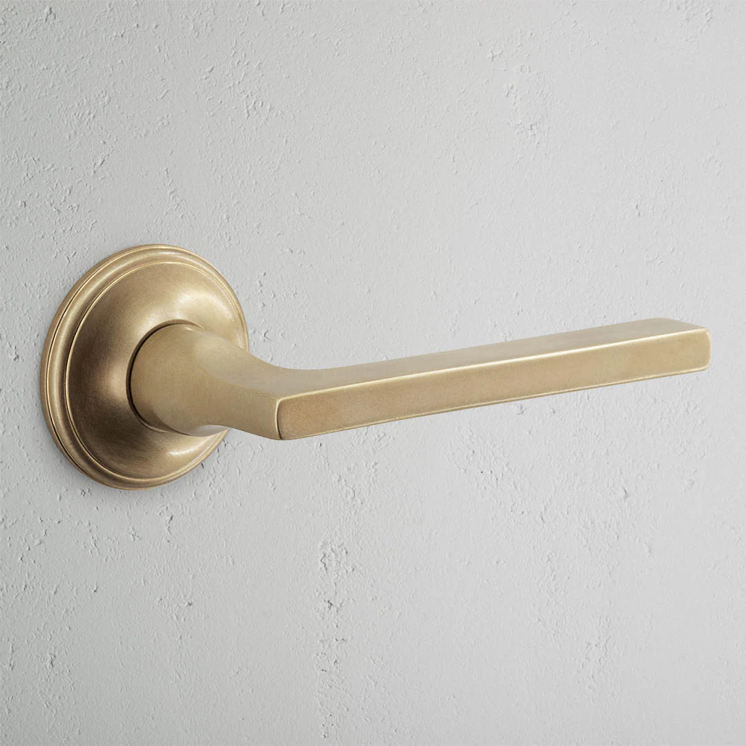 Clayton Fixed Door Handle – Antique Brass 
