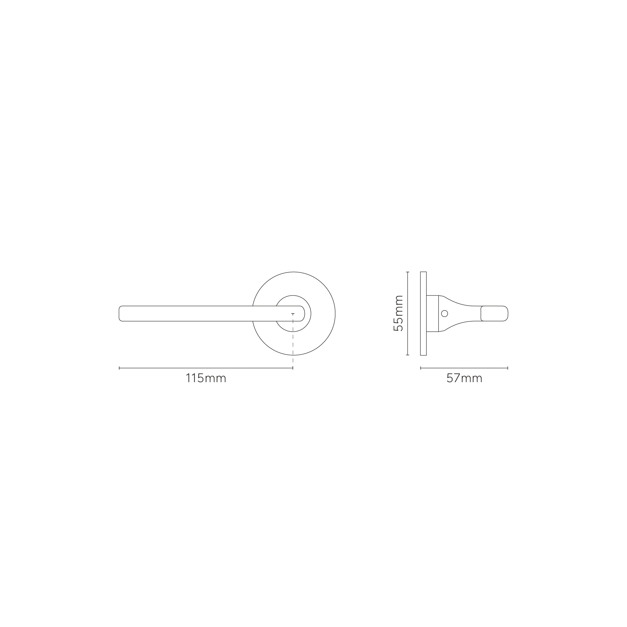 Clayton Flush Unsprung Door Handle (Scandinavian) - Bronze - Image 2