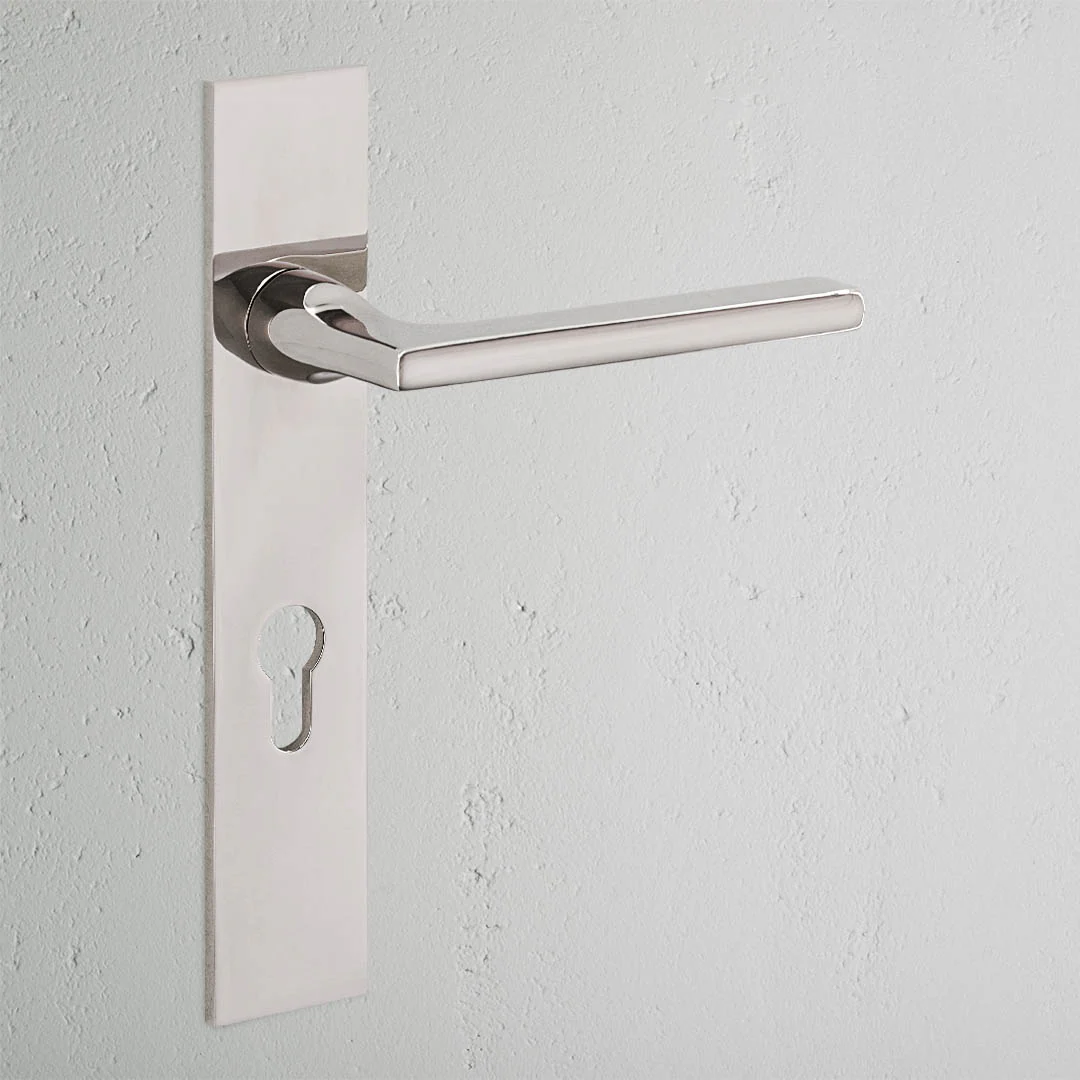 Clayton Long Plate Fixed Door Handle – Polished Nickel