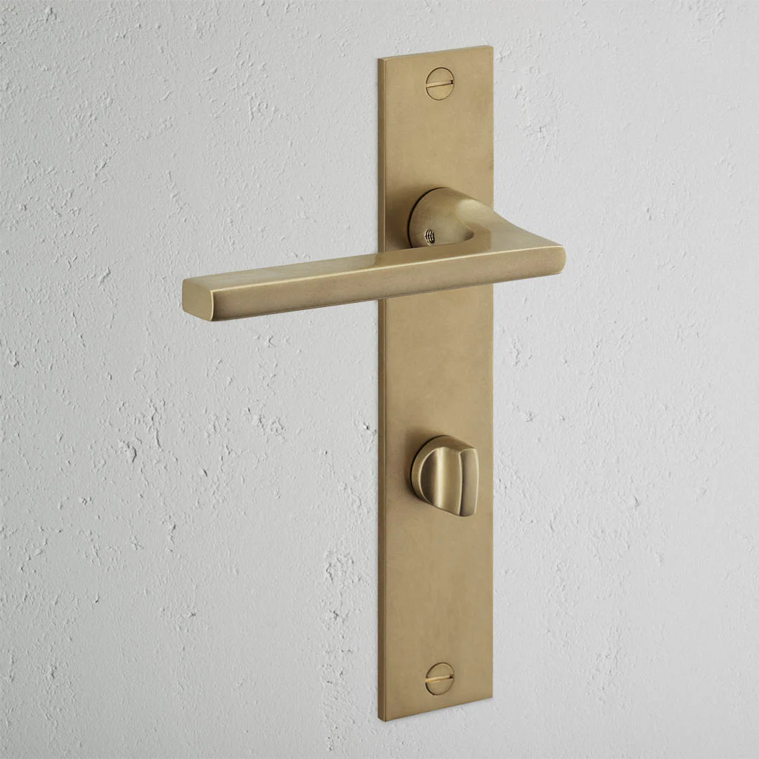 Clayton Long Plate Sprung Door Handle & Thumbturn – Antique Brass - Image 2