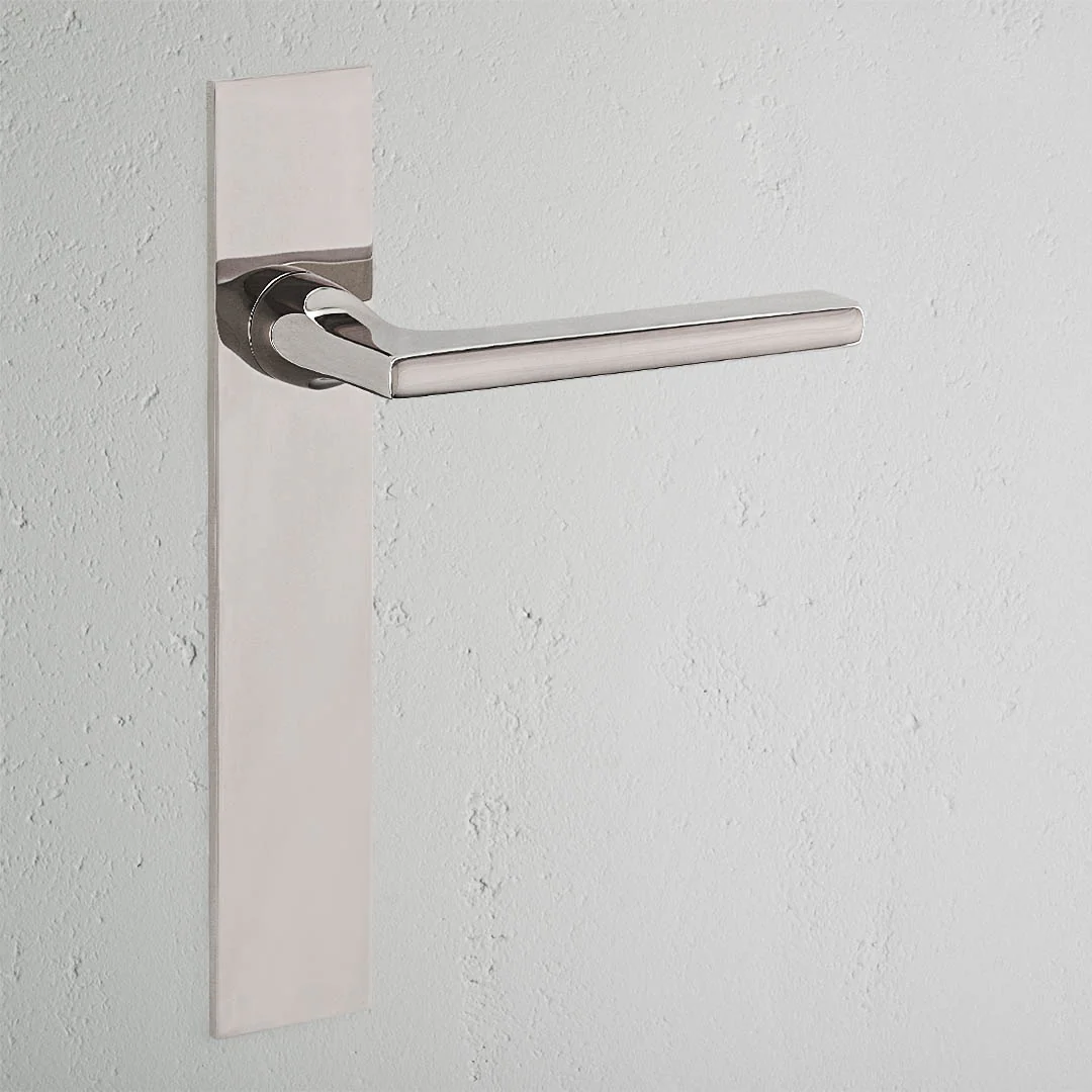 Clayton Long Plate Sprung Door Handle - Polished Nickel
