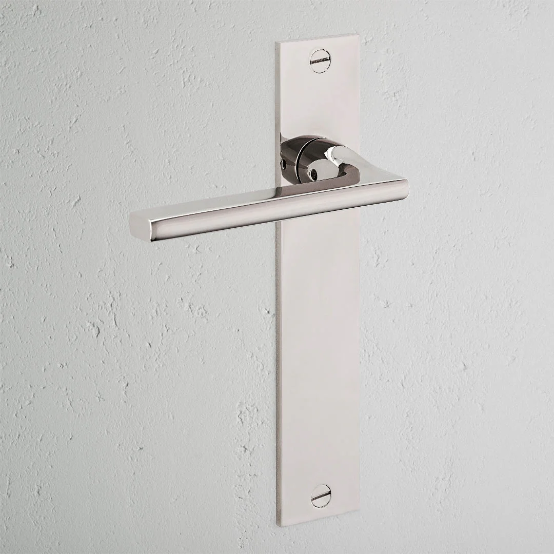 Clayton Long Plate Sprung Door Handle – Polished Nickel - Image 2