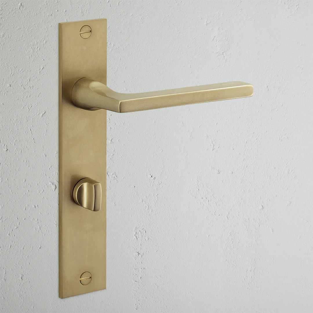 Clayton Long Plate Sprung Door Handle & Thumbturn - Antique Brass