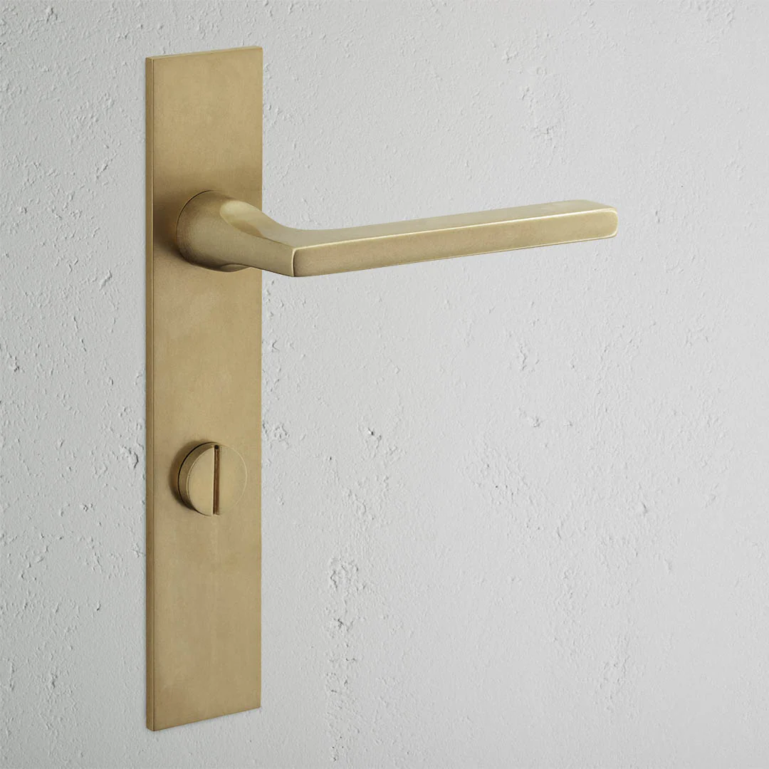Clayton Long Plate Sprung Door Handle & Thumbturn - Antique Brass - Image 2