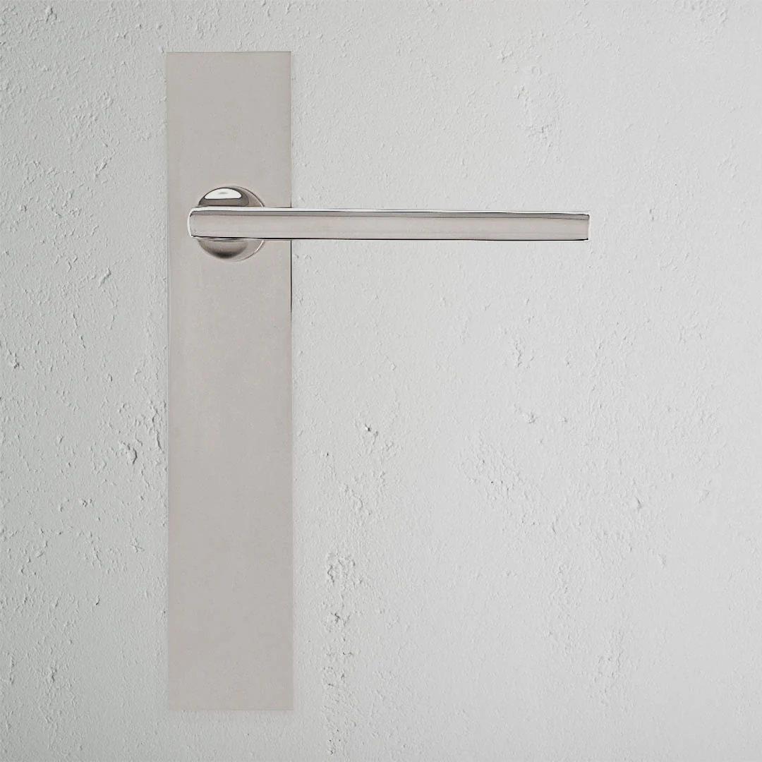 Clayton Long Plate Unsprung Door Handle - Polished Nickel - Image 2