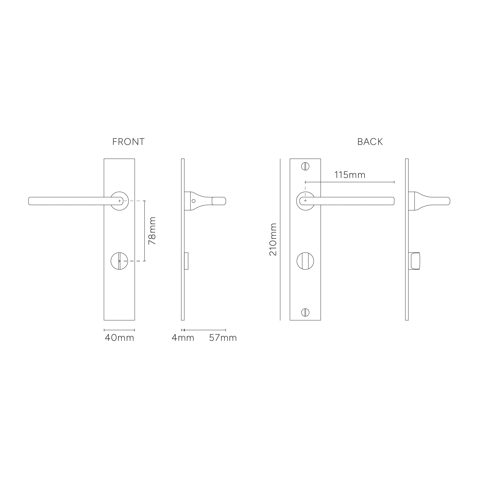 Clayton Long Plate Unsprung Door Handle & Thumbturn – Polished Nickel - Image 3