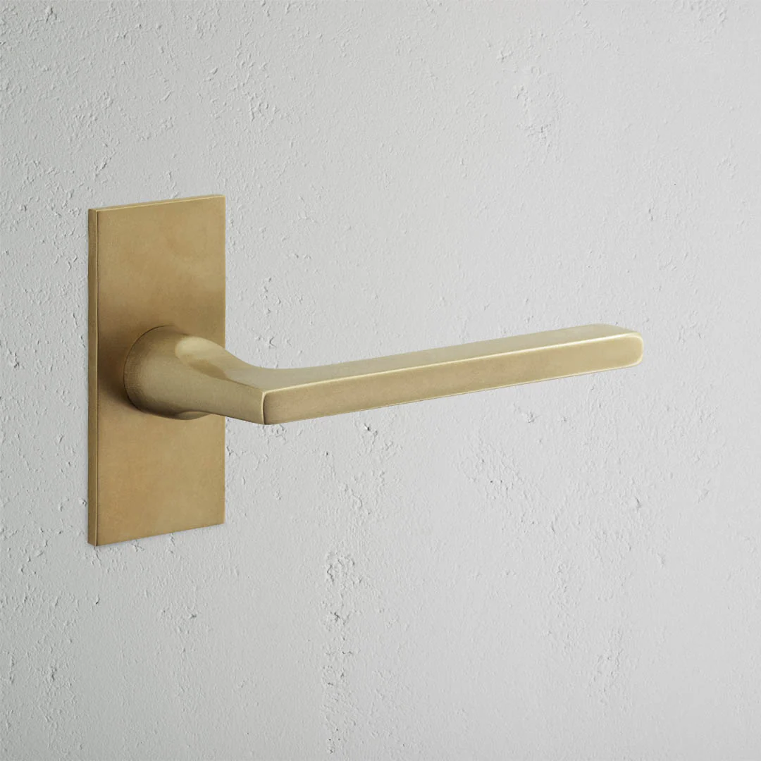 Clayton Short Plate Fixed Door Handle - Antique Brass