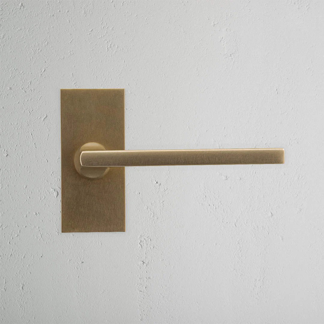 Clayton Short Plate Fixed Door Handle - Antique Brass - Image 2