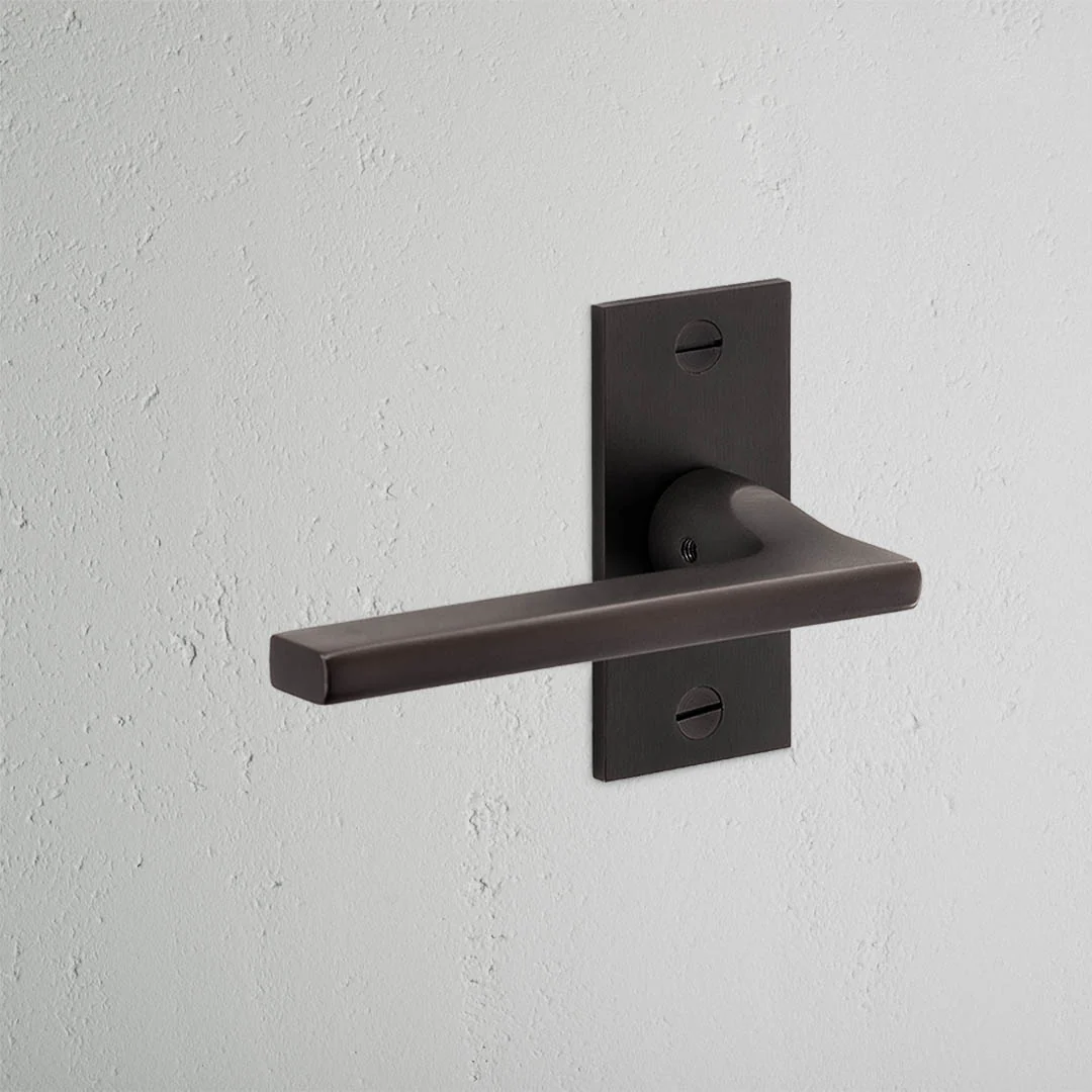 Clayton Short Plate Fixed Door Handle – Bronze   - Image 2
