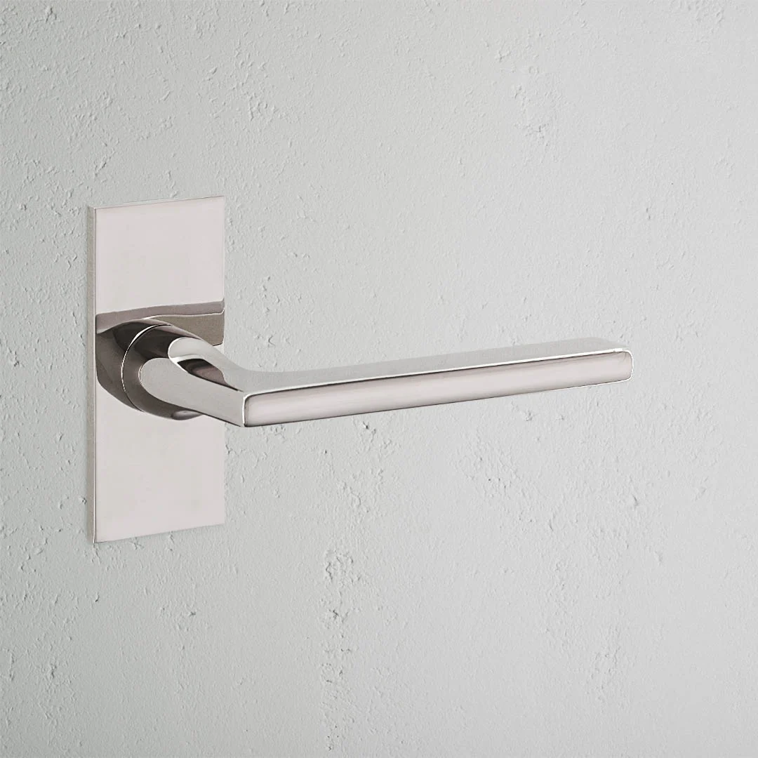 Clayton Short Plate Fixed Door Handle – Polished Nickel  