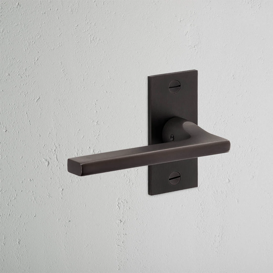 Clayton Short Plate Sprung Door Handle – Bronze   - Image 2
