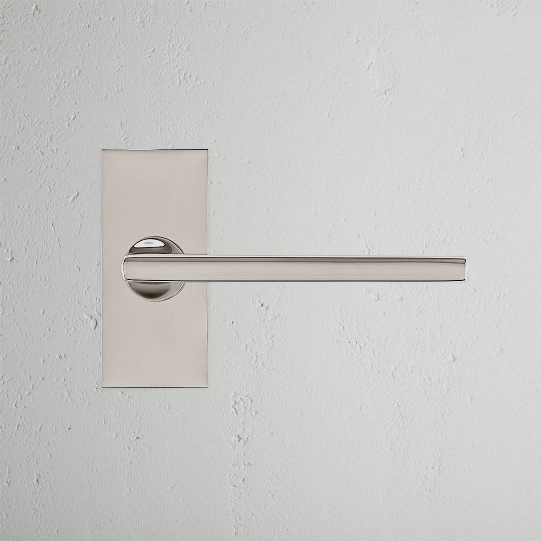 Clayton Short Plate Unsprung Door Handle - Polished Nickel - Image 2