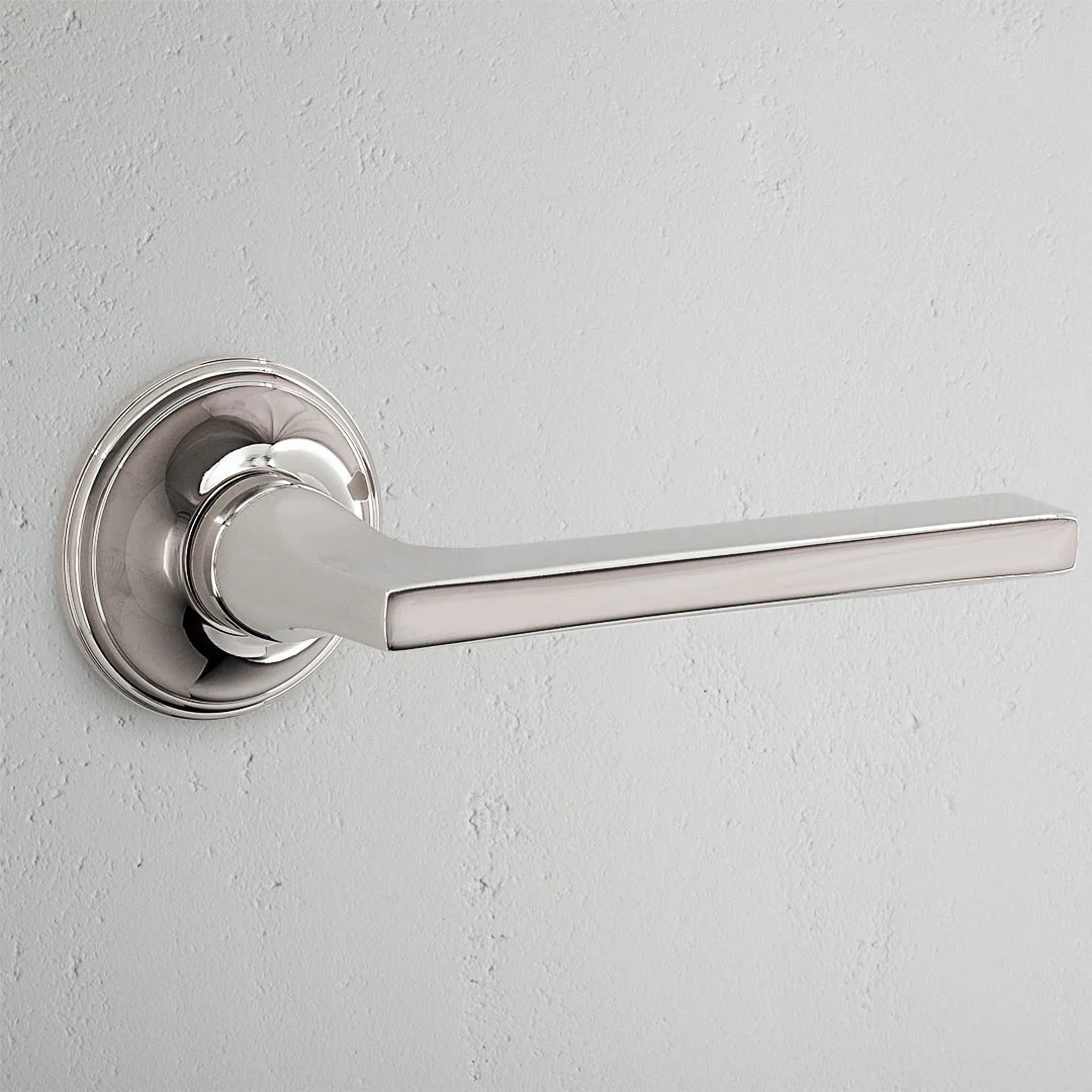 Clayton Sprung Door Handle - Polished Nickel