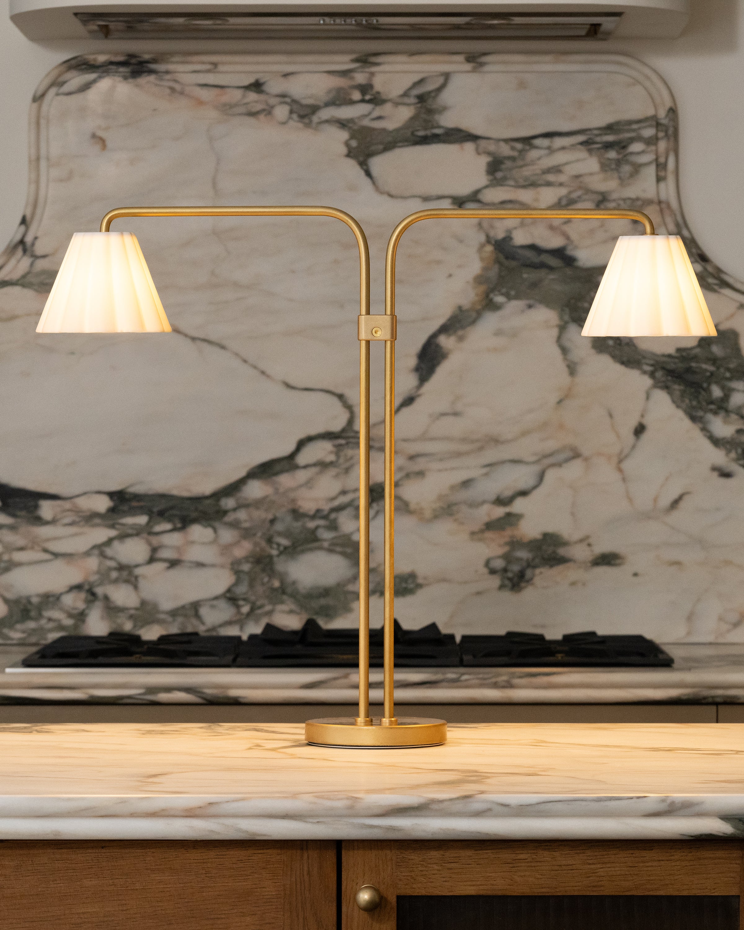 Cotswold Dual Table Lamp Fine Porcelain - Antique Brass - Image 9