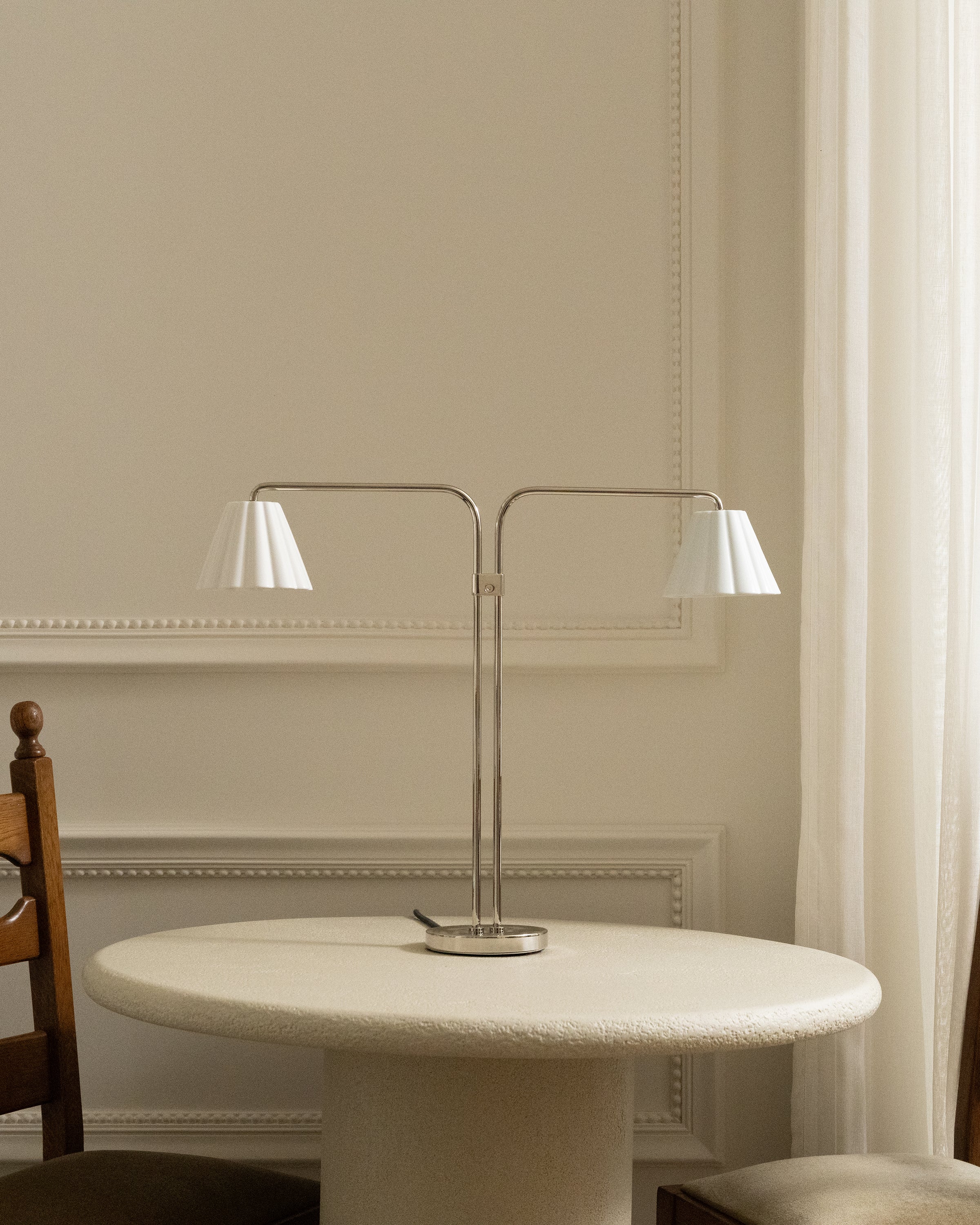 Cotswold Dual Table Lamp Fine Porcelain - Polished Nickel - Image 7