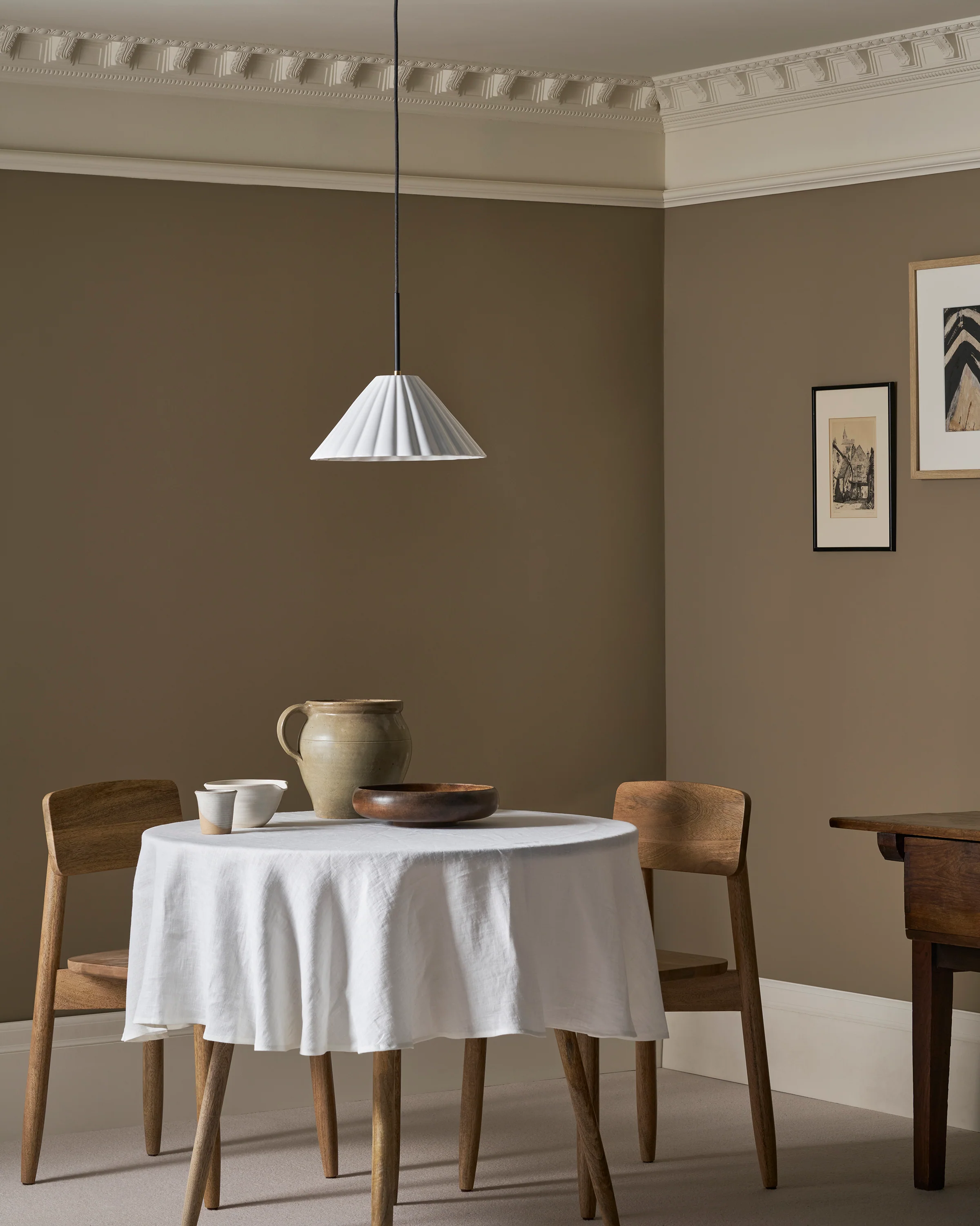 Cotswold Medium Pendant Light Fine Porcelain - Antique Brass - Image 3