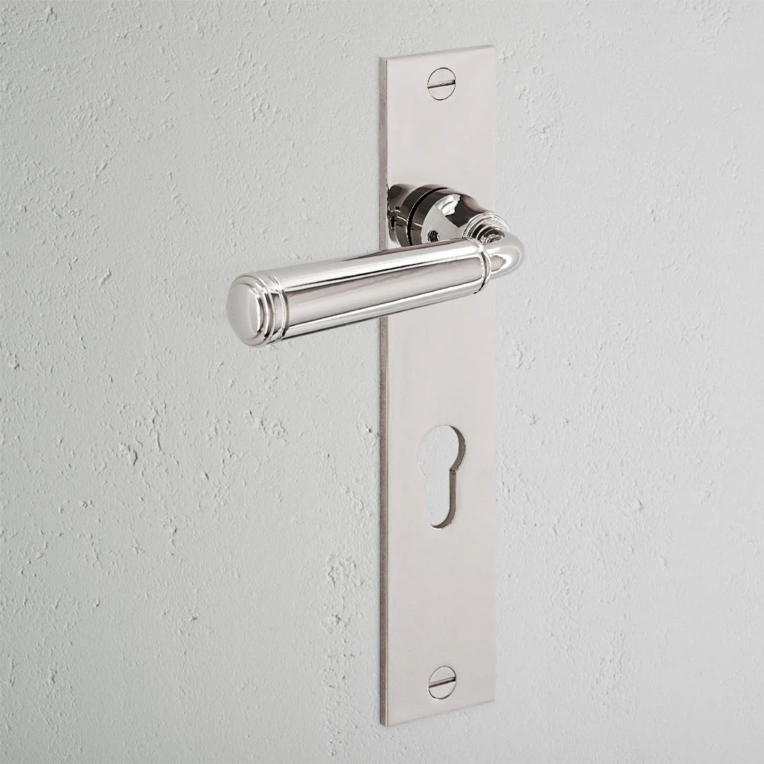 Digby Long Plate Fixed Door Handle – Polished Nickel - Image 2