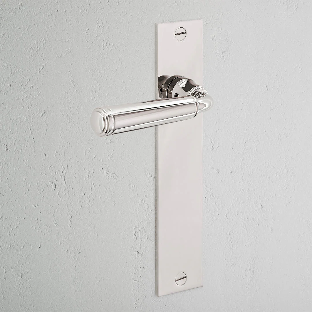 Digby Long Plate Sprung Door Handle & Euro Lock – Polished Nickel - Image 2