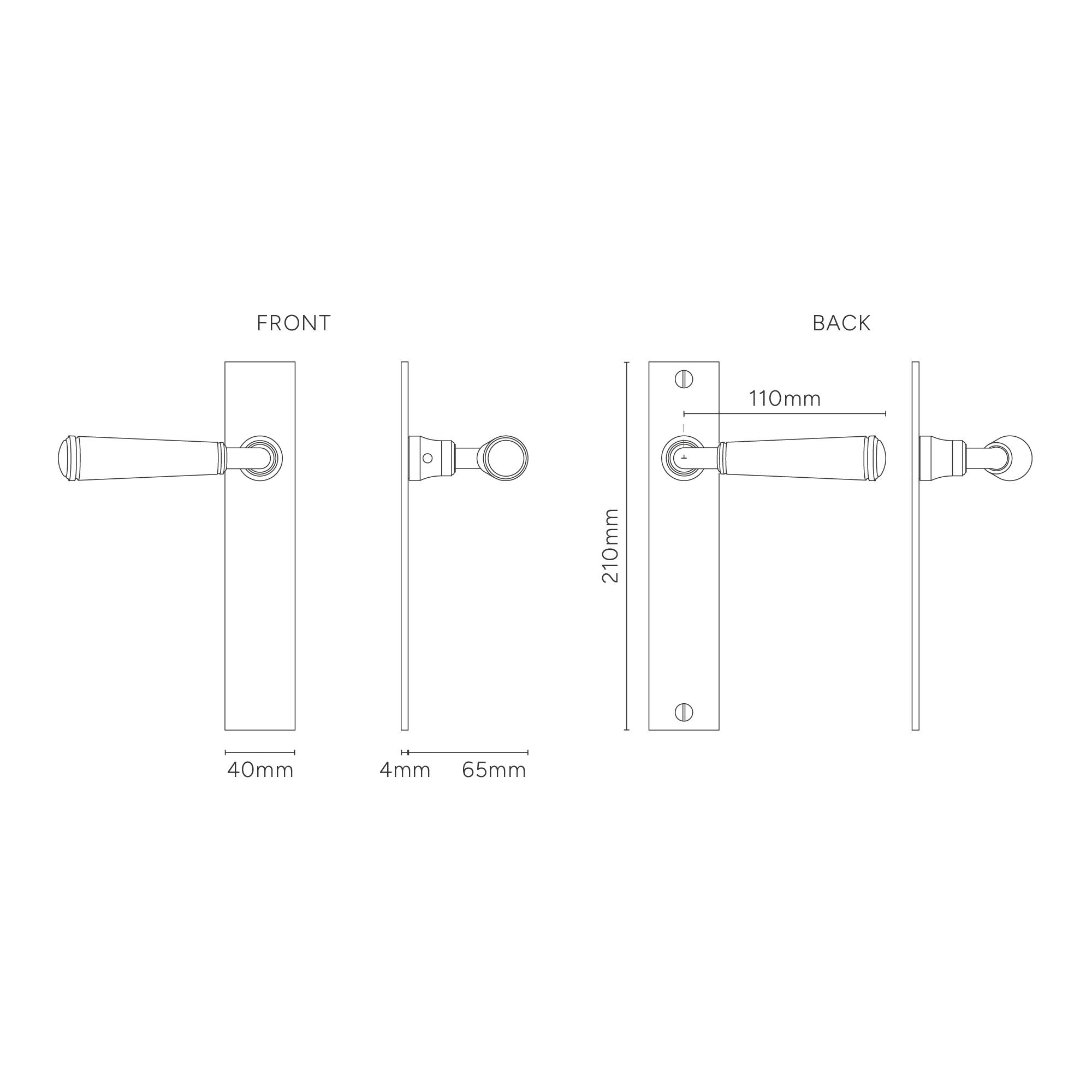 Digby Long Plate Sprung Door Handle – Antique Brass  - Image 3