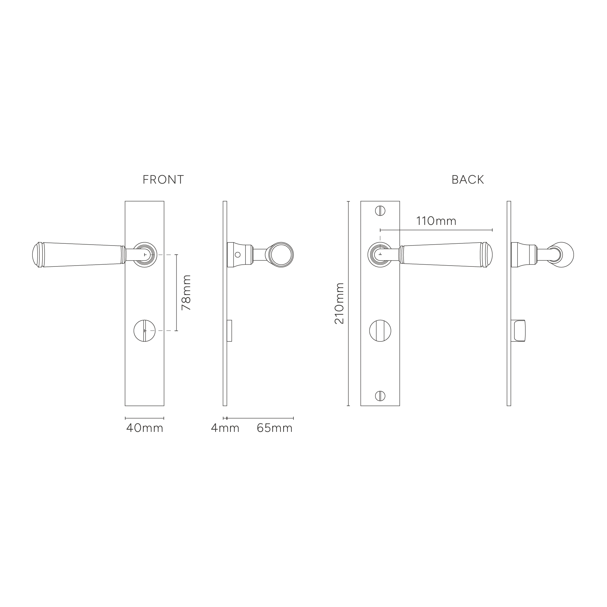 Digby Long Plate Sprung Door Handle & Thumbturn - Bronze - Image 4