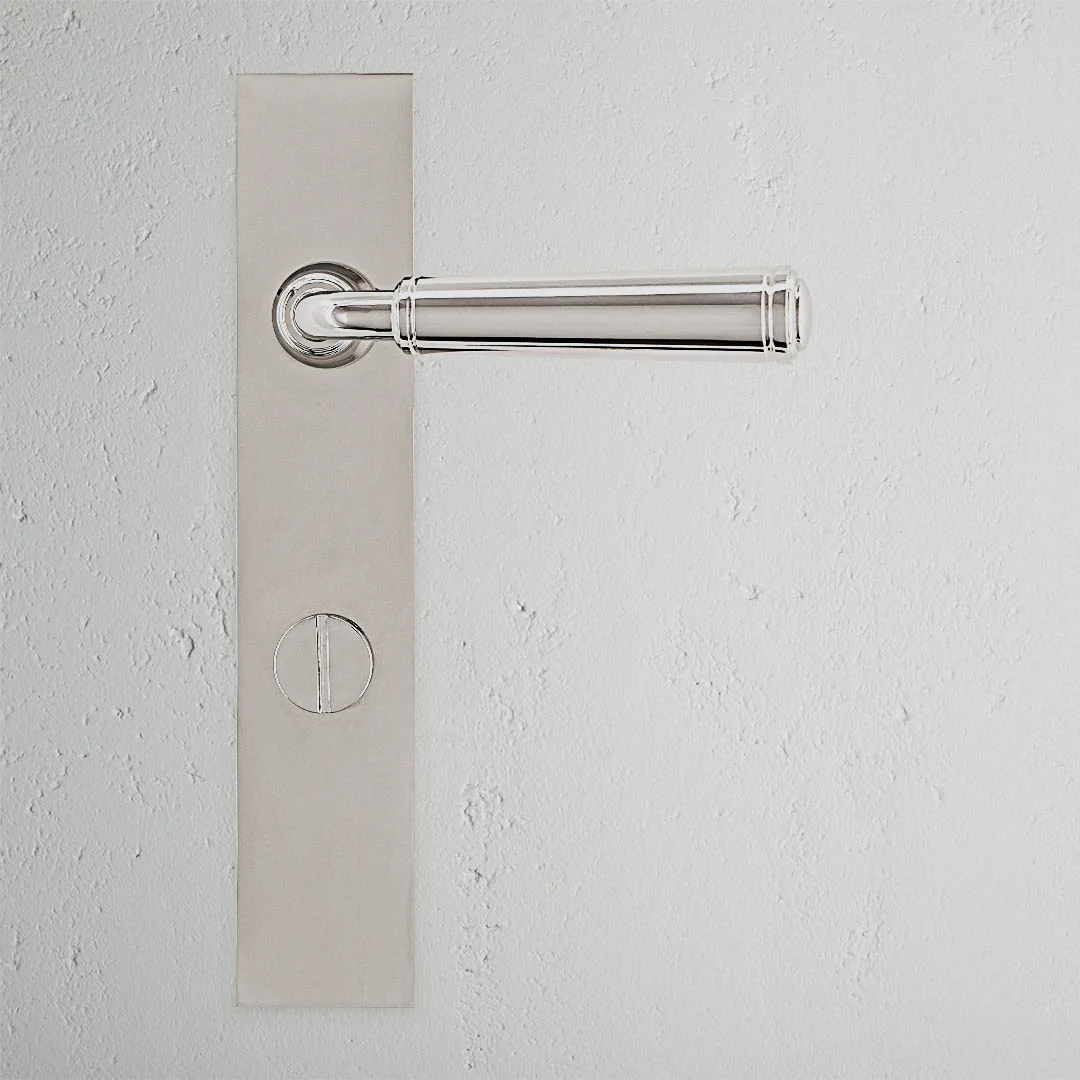 Digby Long Plate Unsprung Door Handle & Thumbturn – Polished Nickel - Image 2