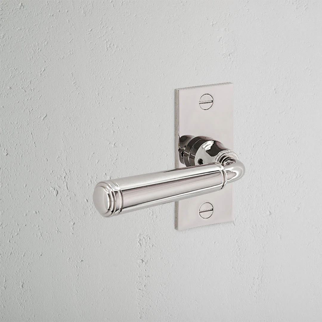 Digby Short Plate Fixed Door Handle – Polished Nickel  - Image 2