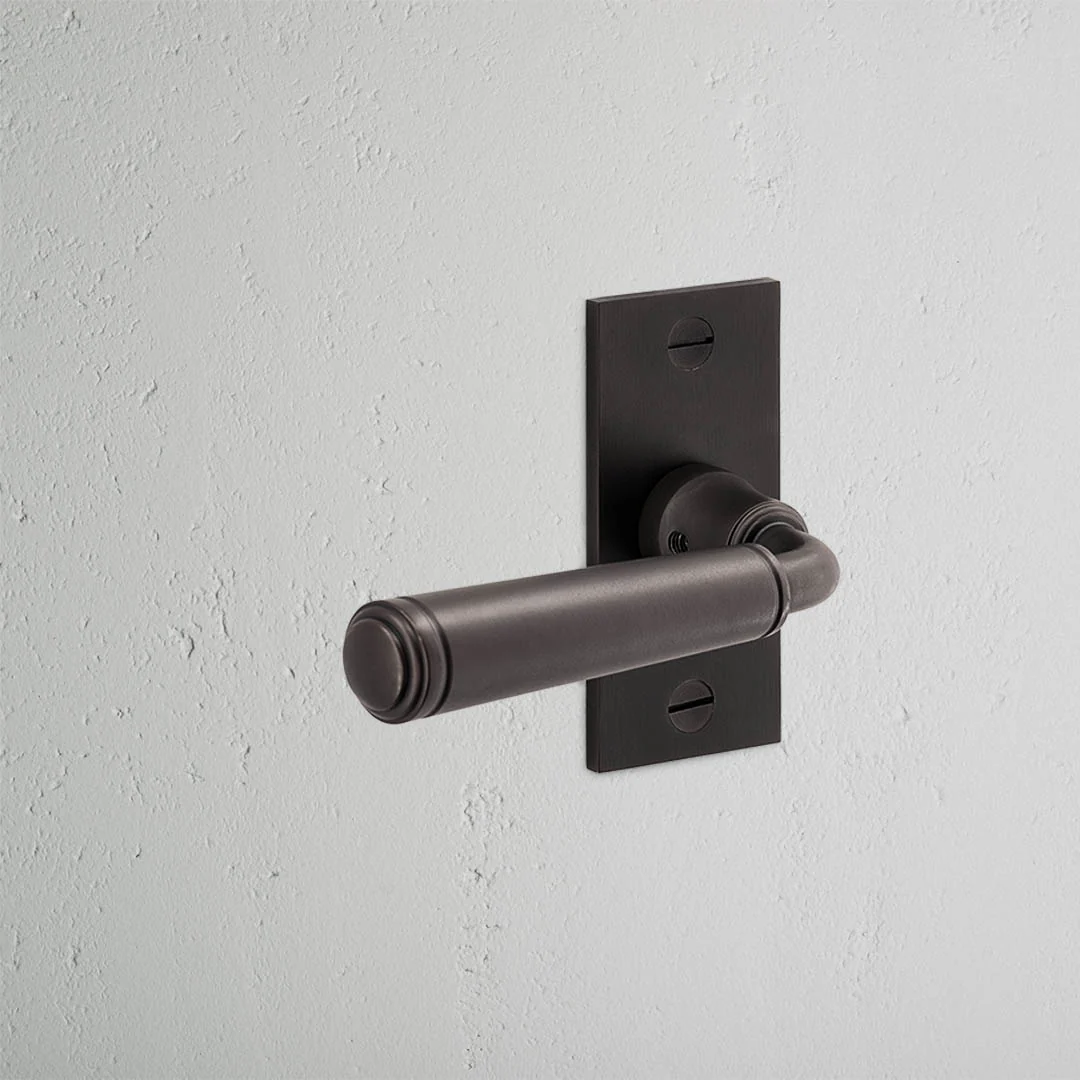 Digby Short Plate Sprung Door Handle - Bronze - Image 2