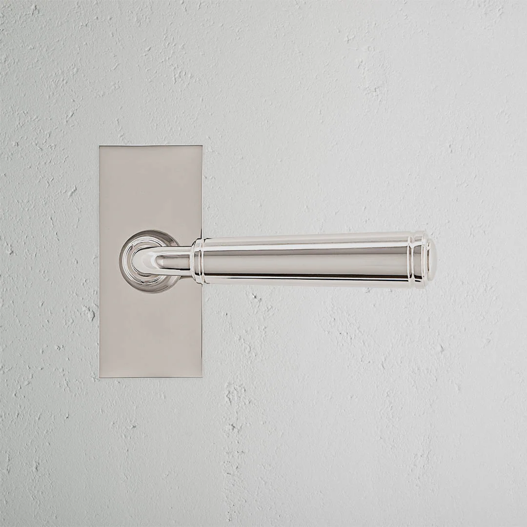 Digby Short Plate Unsprung Door Handle - Polished Nickel - Image 2