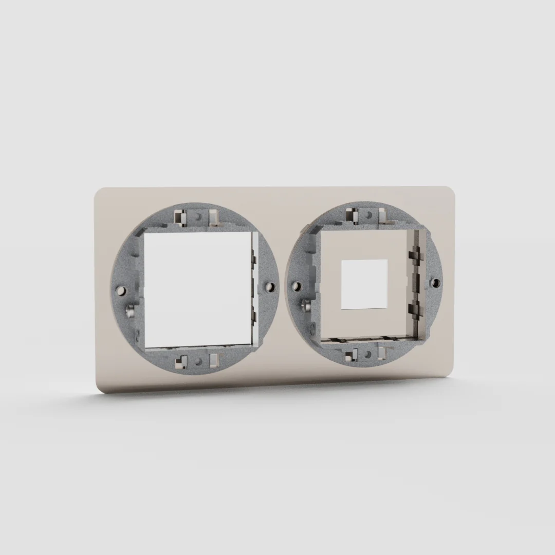 Kew Double 1x Keystone & 1x 45mm Module Plate - Polished Nickel - Image 2