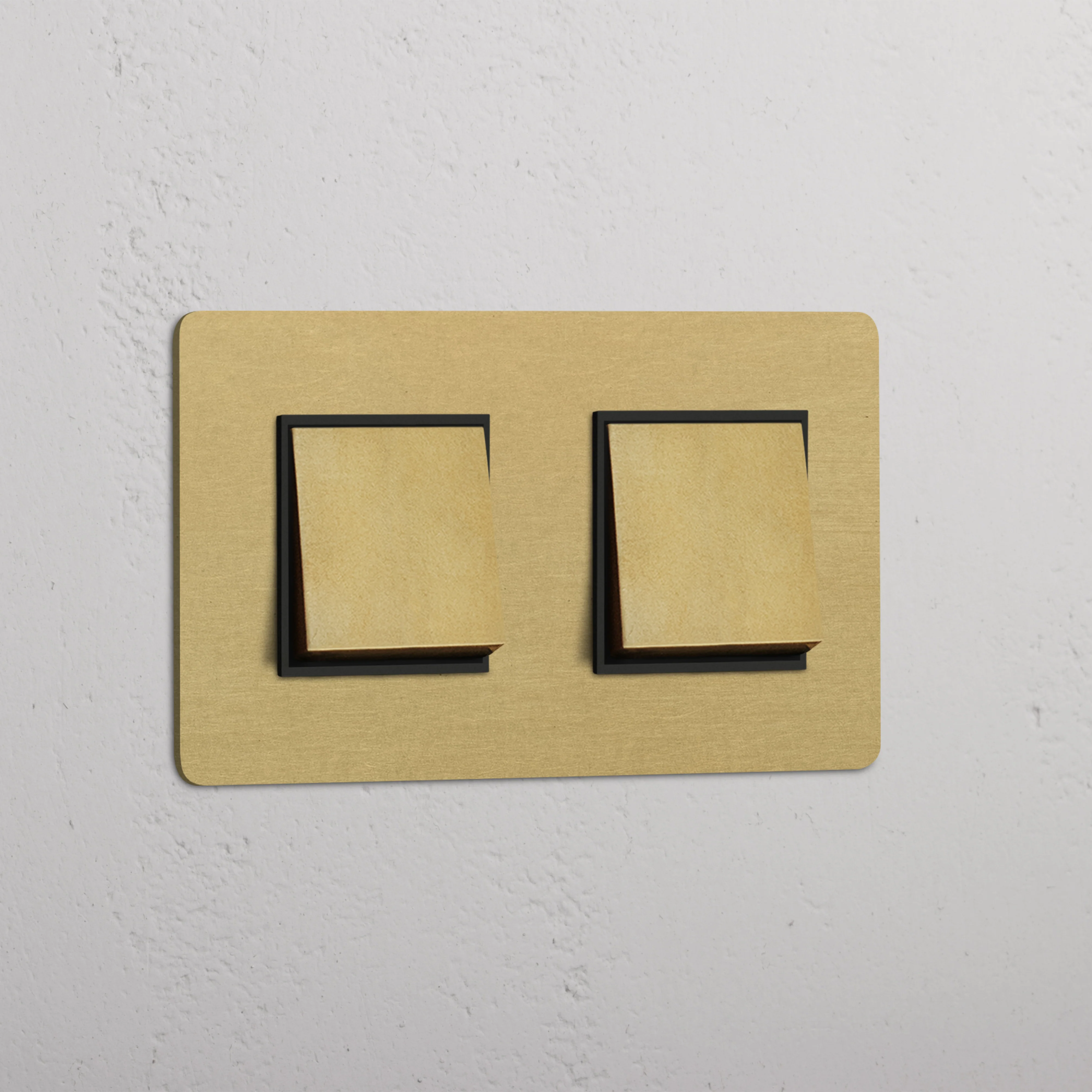 Kew Double 2x Rocker Switch - Antique Brass | Black
