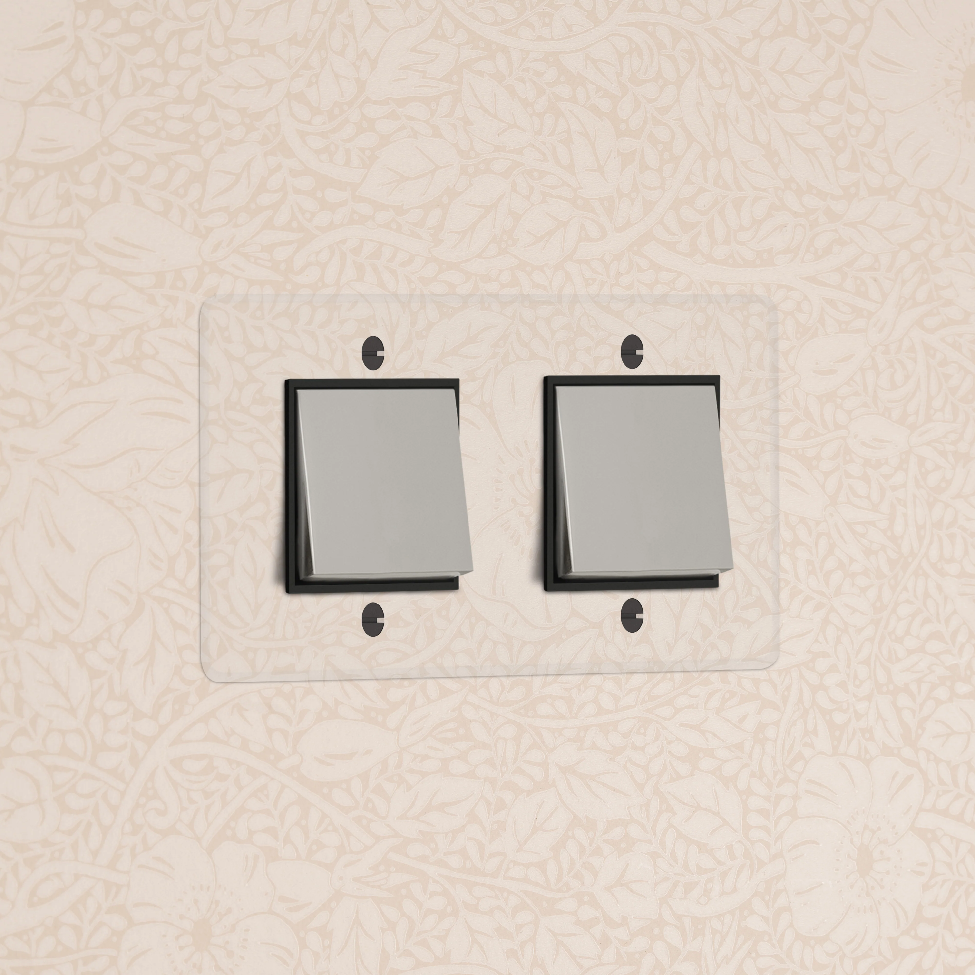 Kew Double 2x Rocker Switch - Clear Polished Nickel | Black